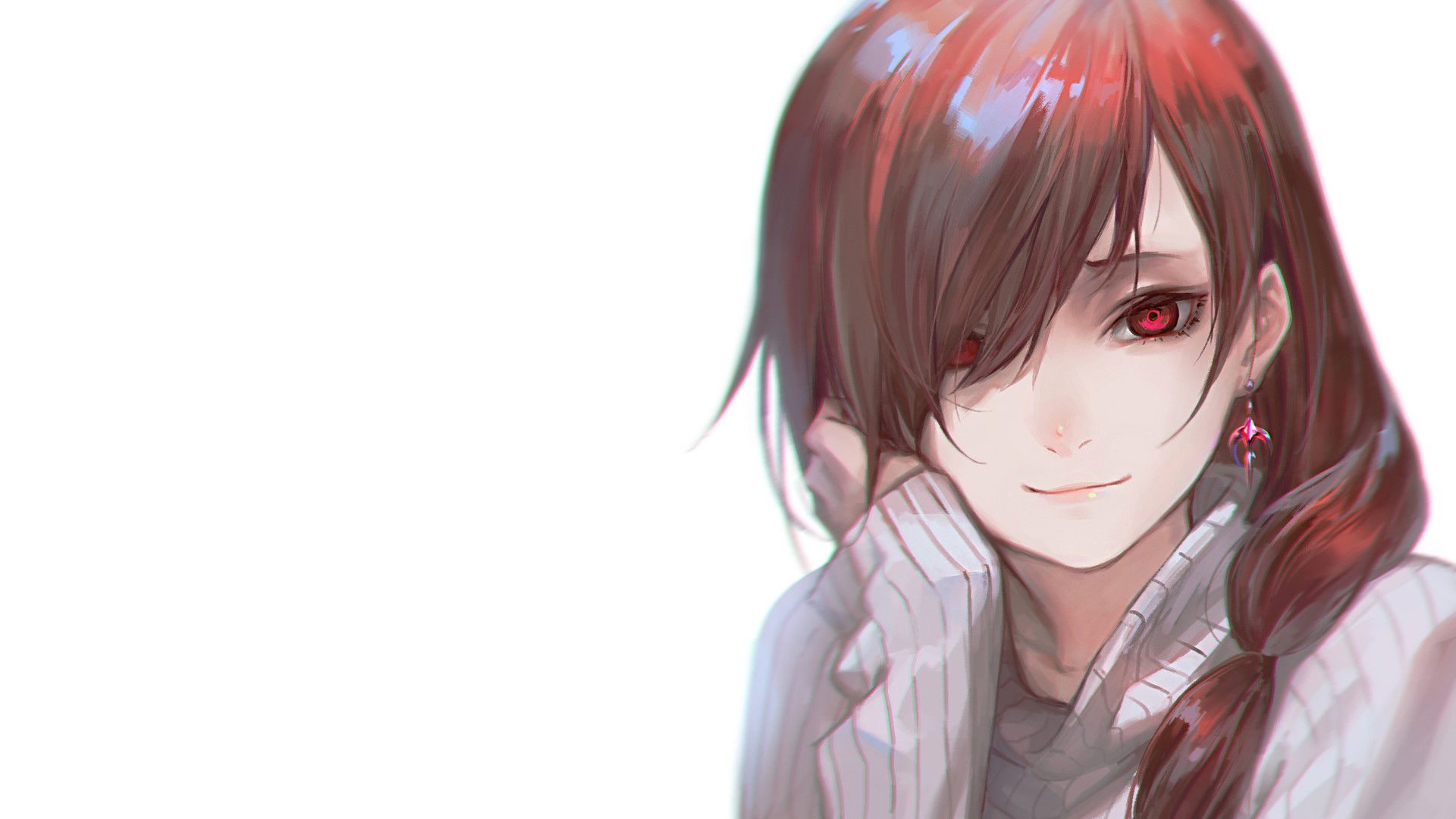 Anime girl with red eyes and brown hair HD Wallpaper