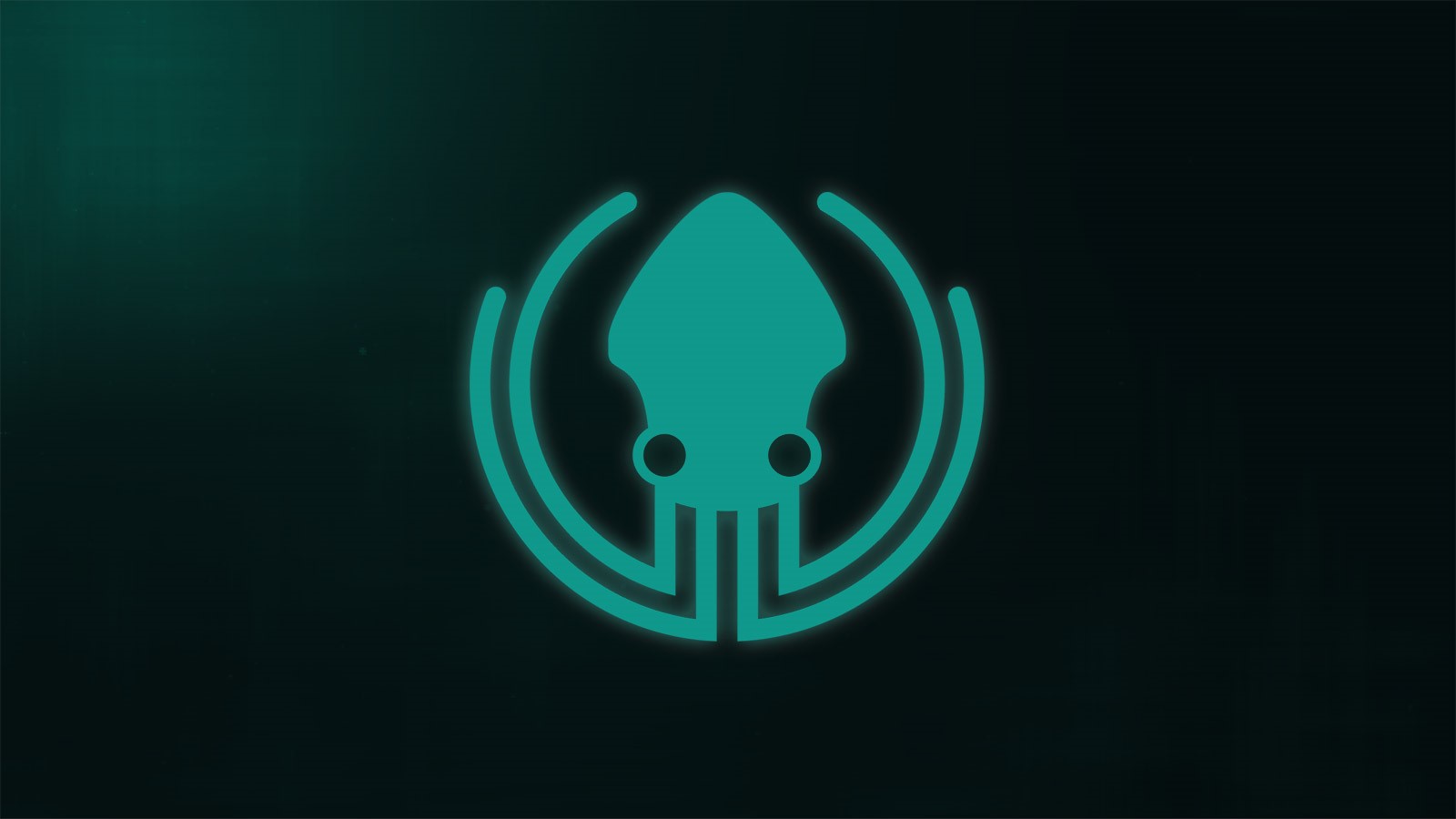 Teal squid logo on dark background HD Wallpaper
