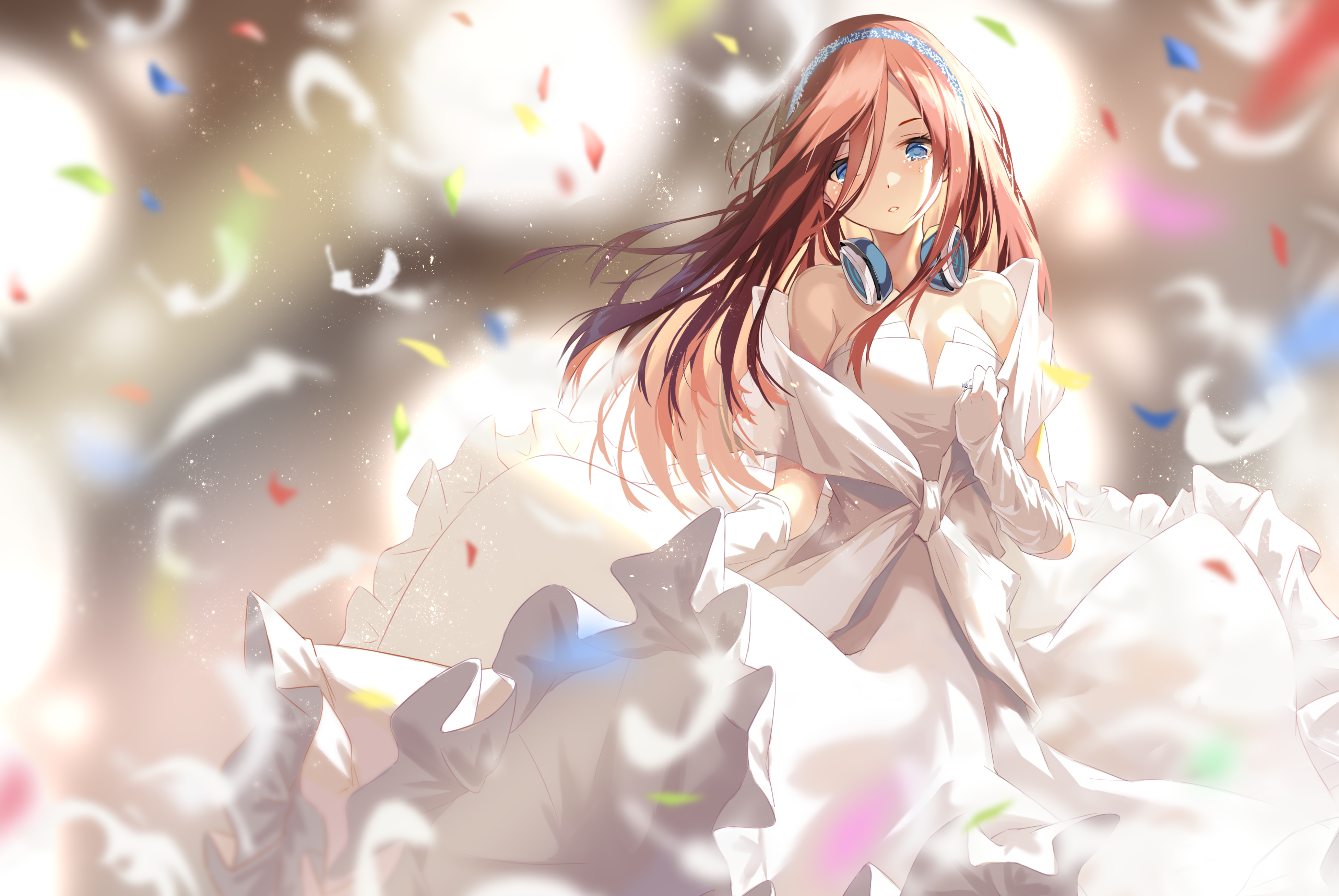 Miku Nakano from The Quintessential Quintuplets in a wedding dress HD Wallpaper