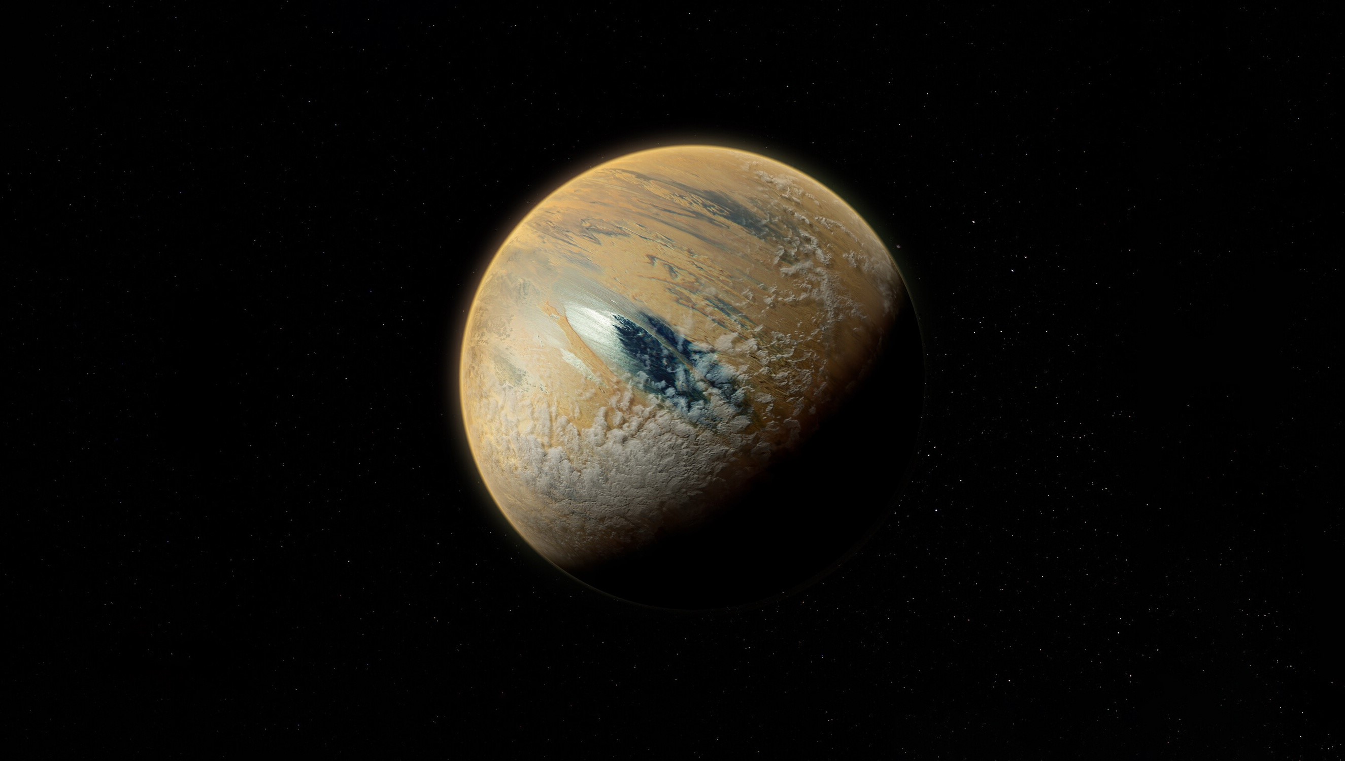 Planet in deep space with stars HD Wallpaper