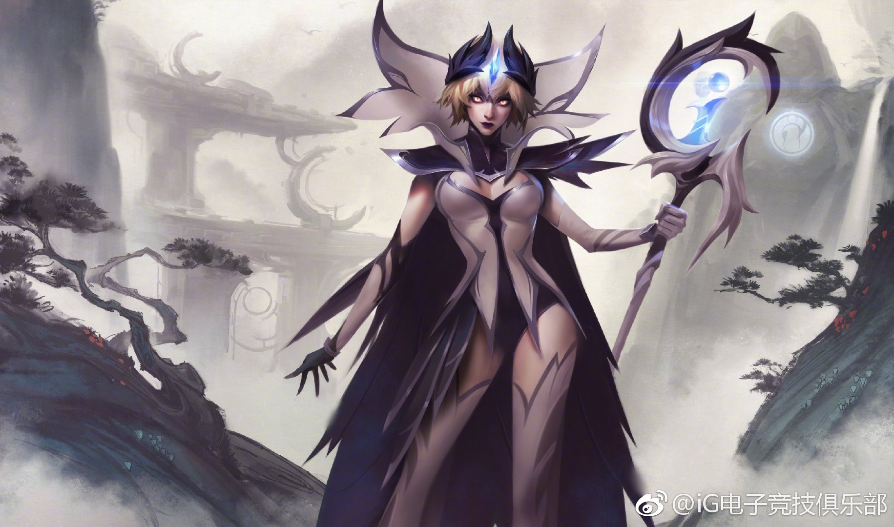 LeBlanc from League of Legends with a staff HD Wallpaper