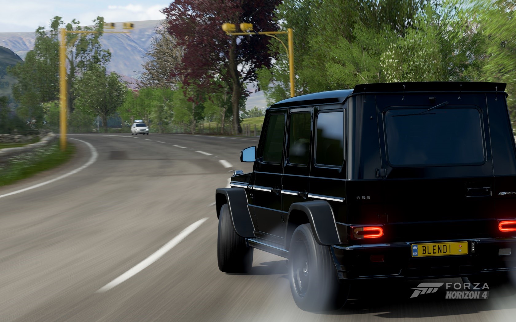Black Mercedes-Benz G-Wagon drifting in Forza Horizon 4 HD Wallpaper