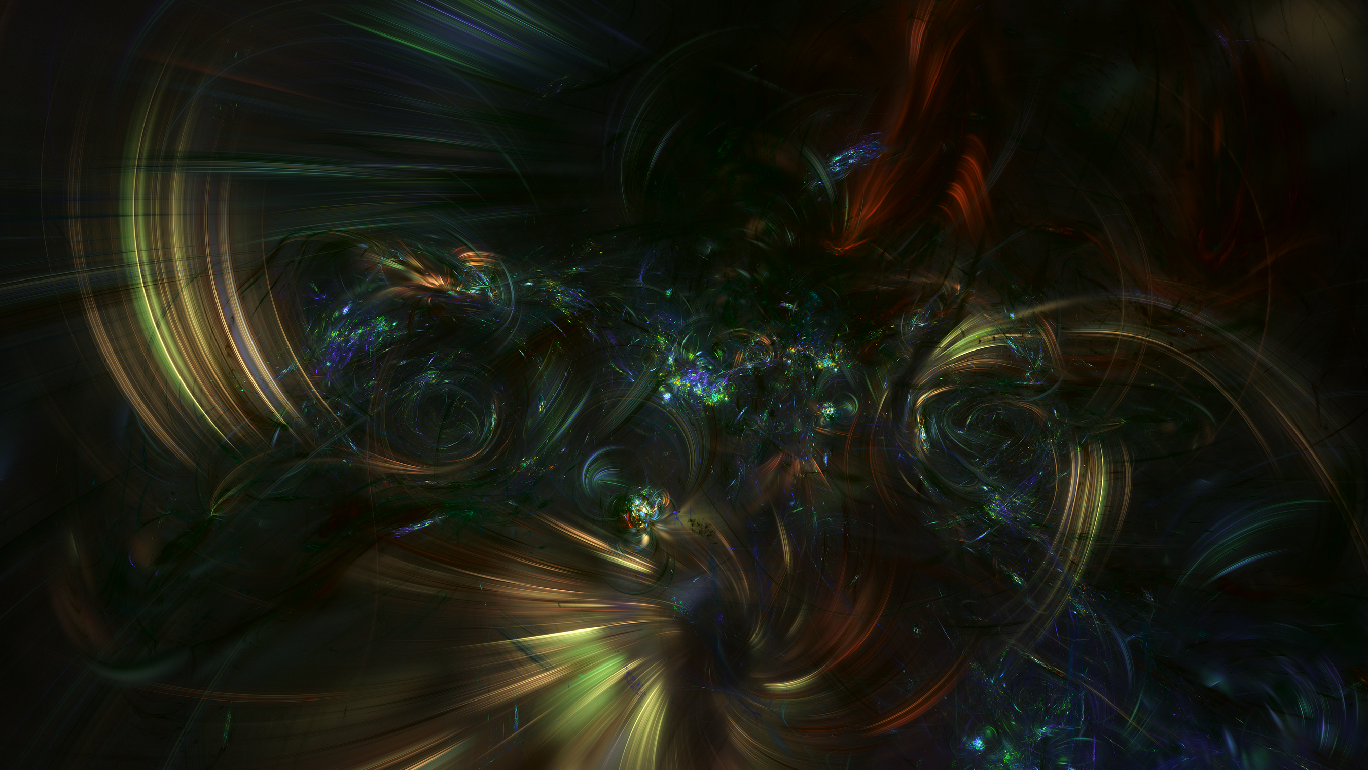 Abstract fractal digital art with swirling lights HD Wallpaper