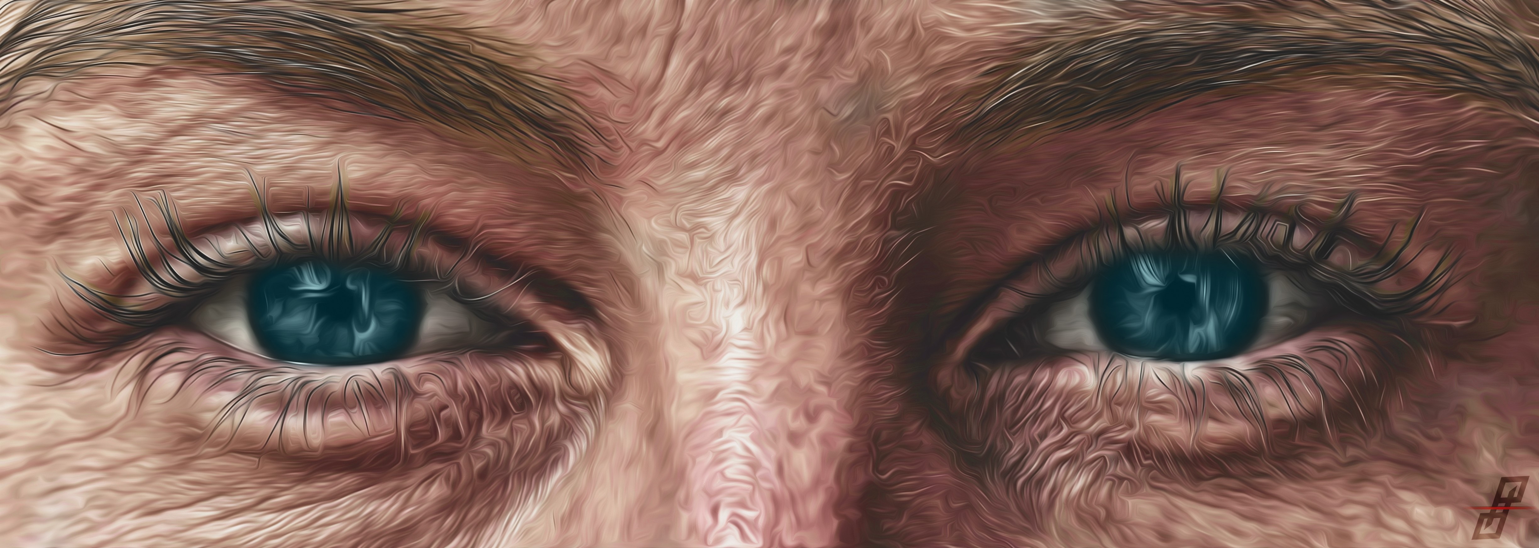 Close-up painting of blue eyes HD Wallpaper