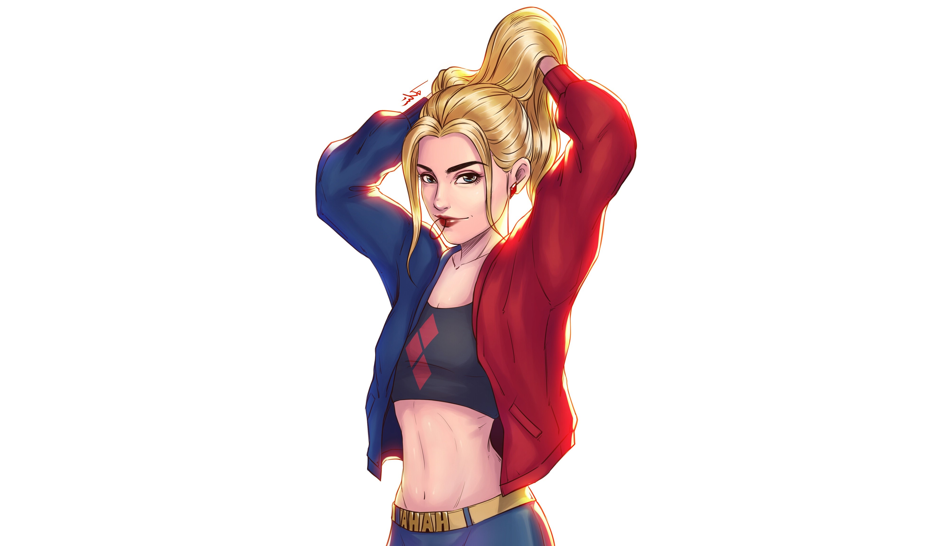 Harley Quinn artwork with blonde hair HD Wallpaper