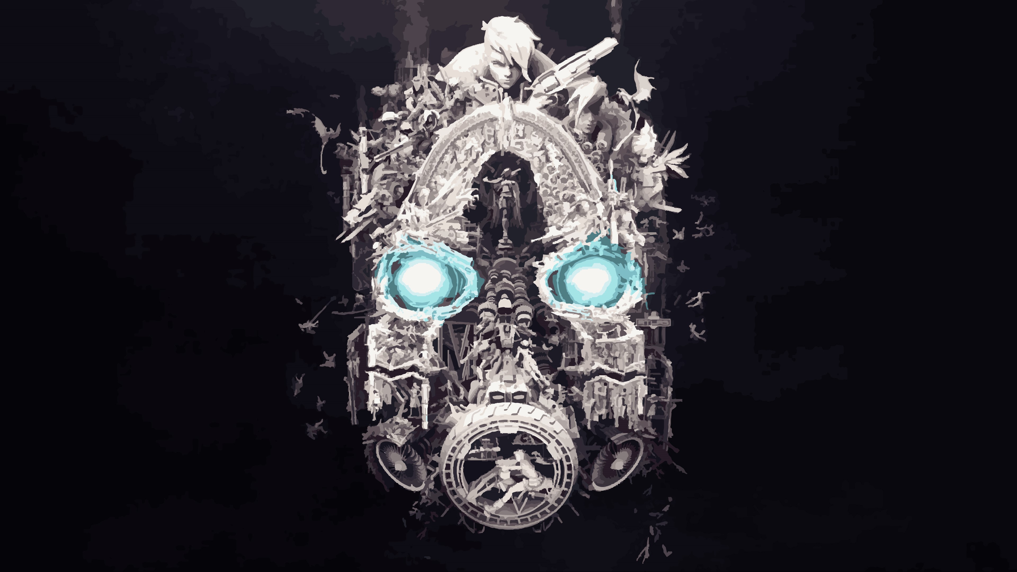 Borderlands 3 Mask with Cyan Eyes HD Wallpaper