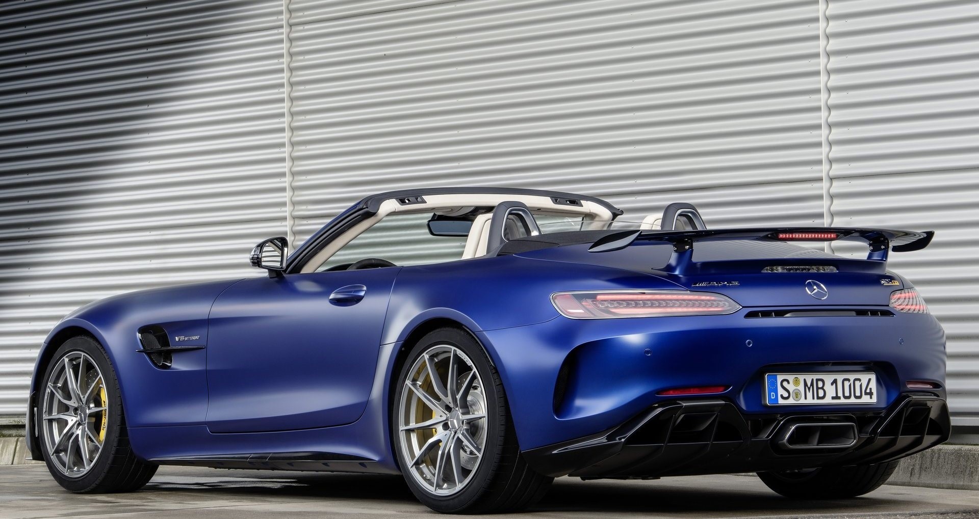 Blue Mercedes-Benz AMG GT-R Roadster with spoiler HD Wallpaper