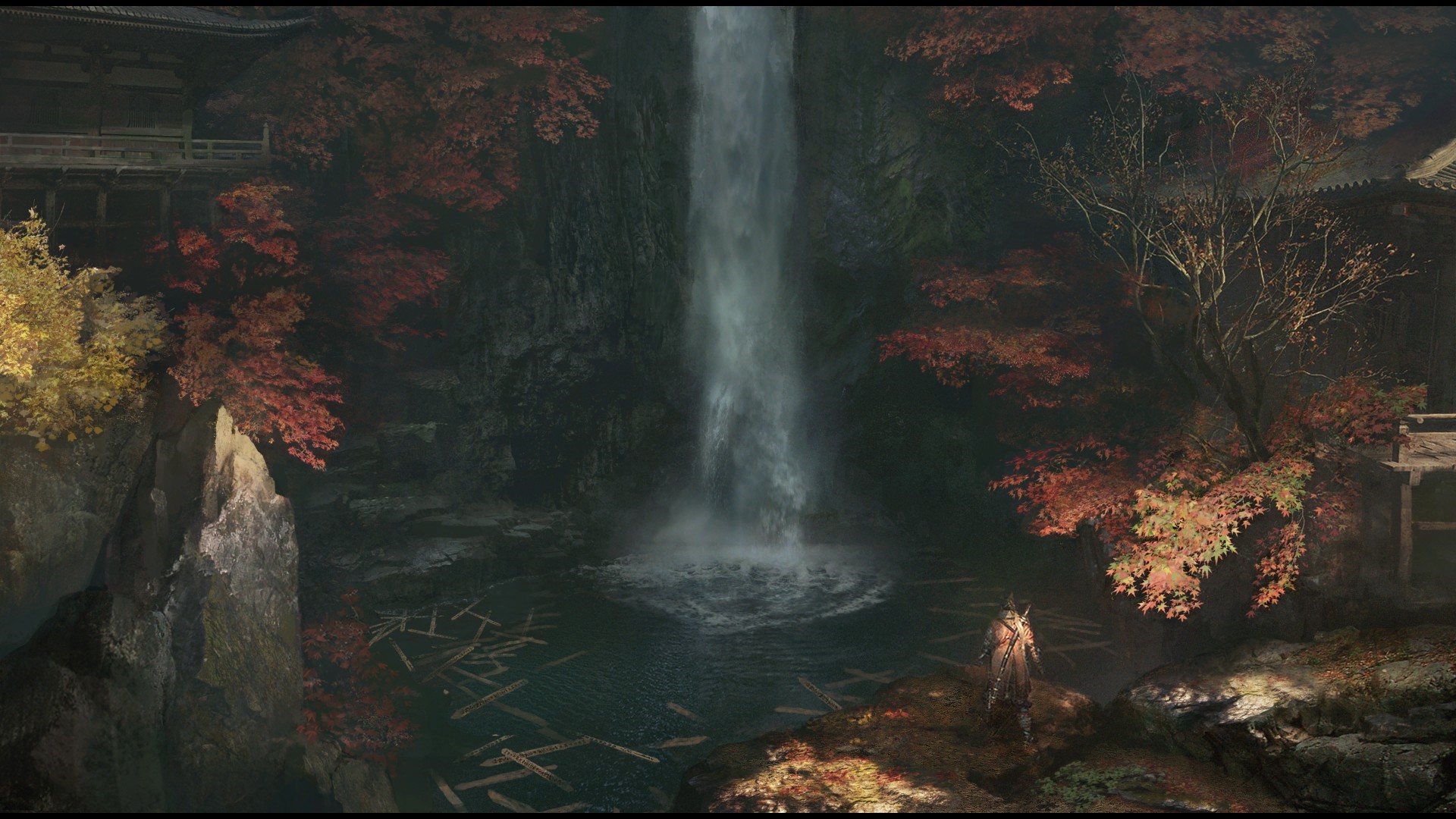 Sekiro: Shadows Die Twice - Warrior by Waterfall HD Wallpaper