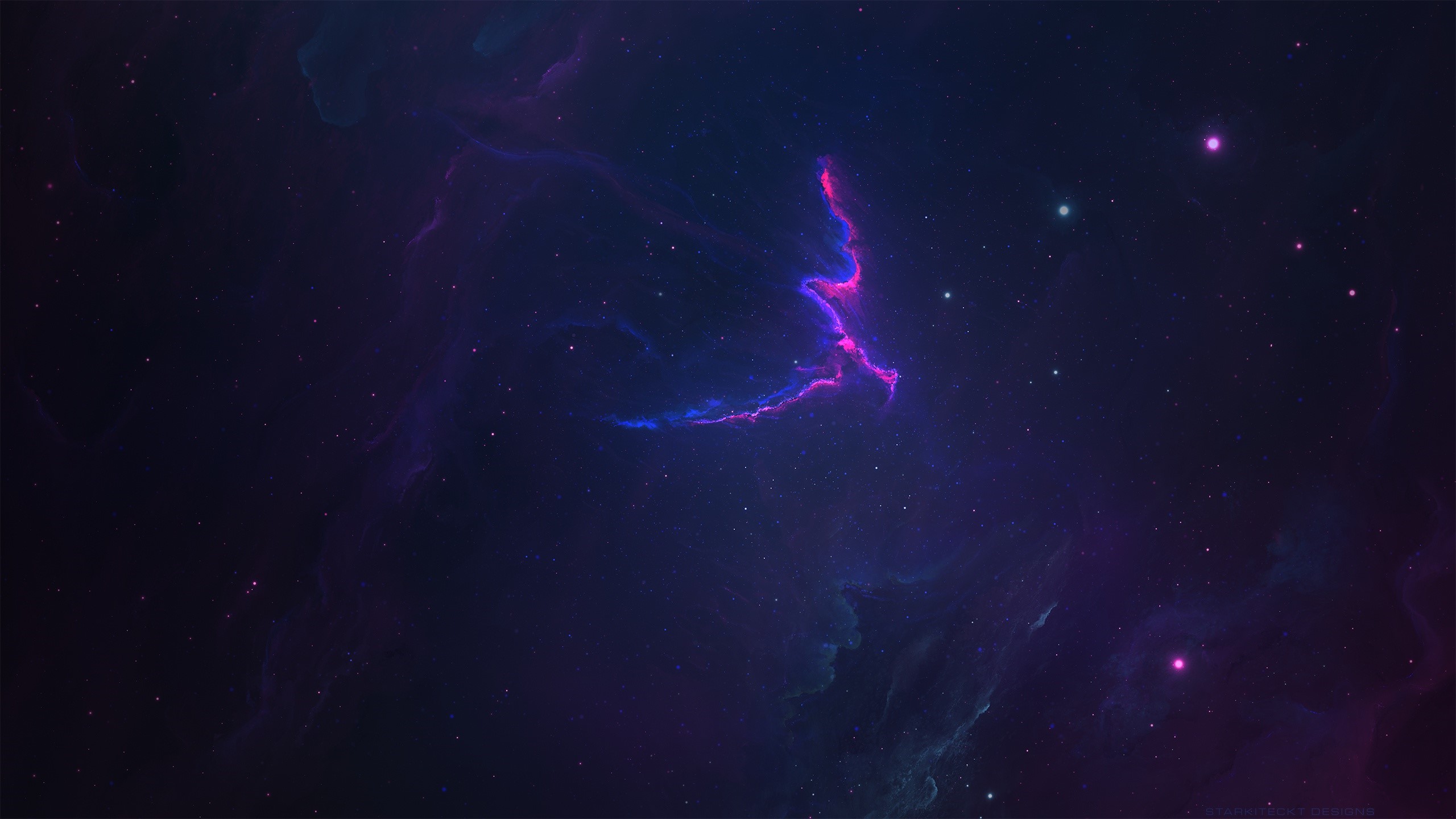 Space Nebula and Stars Digital Art by Starkiteckt HD Wallpaper