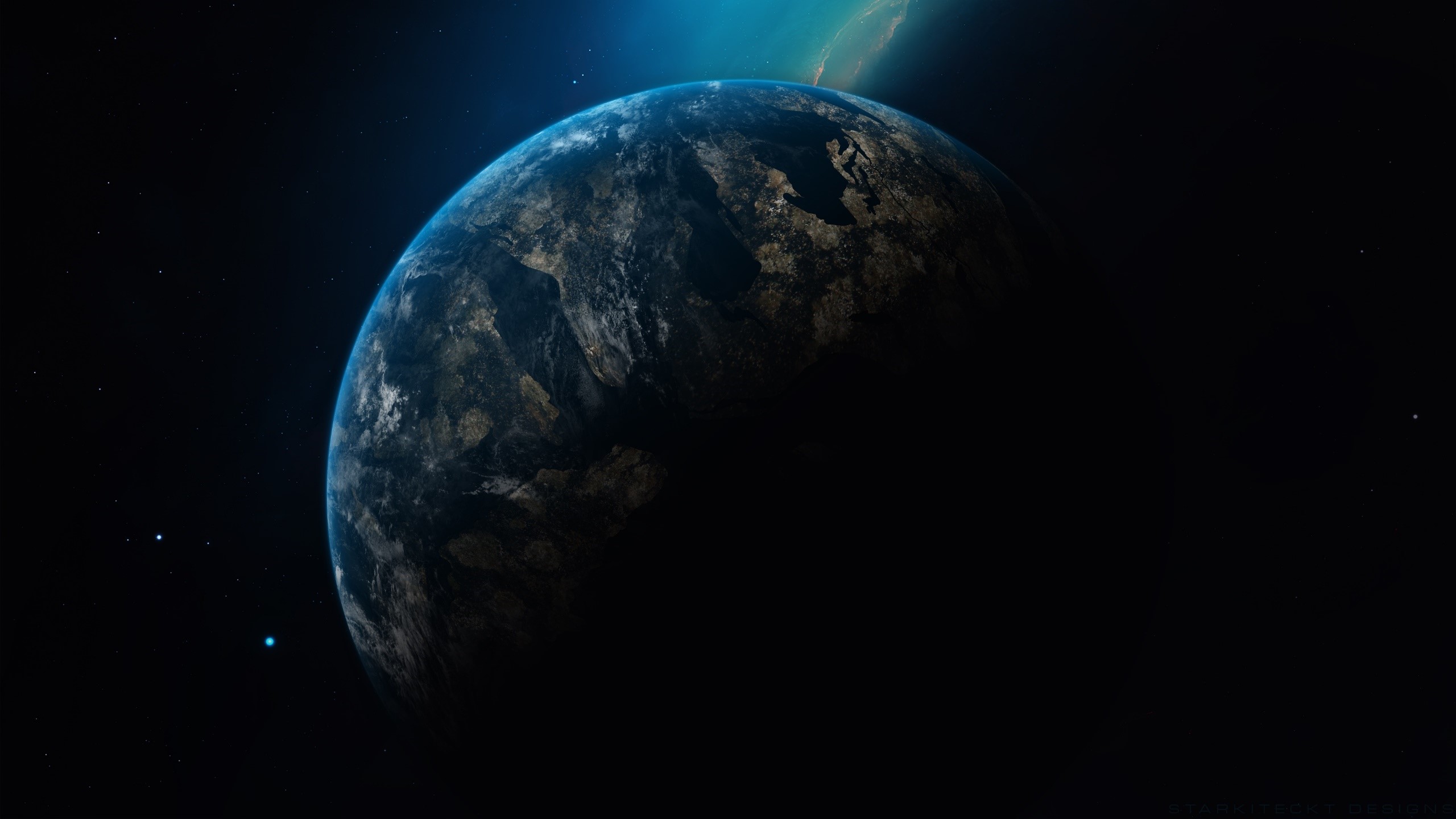 Digital art of a planet in space HD Wallpaper