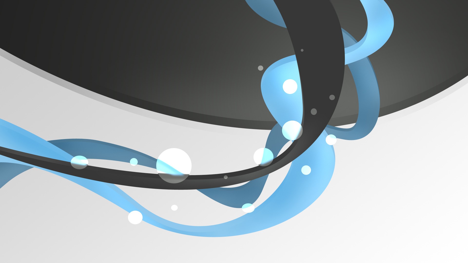 Abstract blue and black wavy shapes with white circles HD Wallpaper