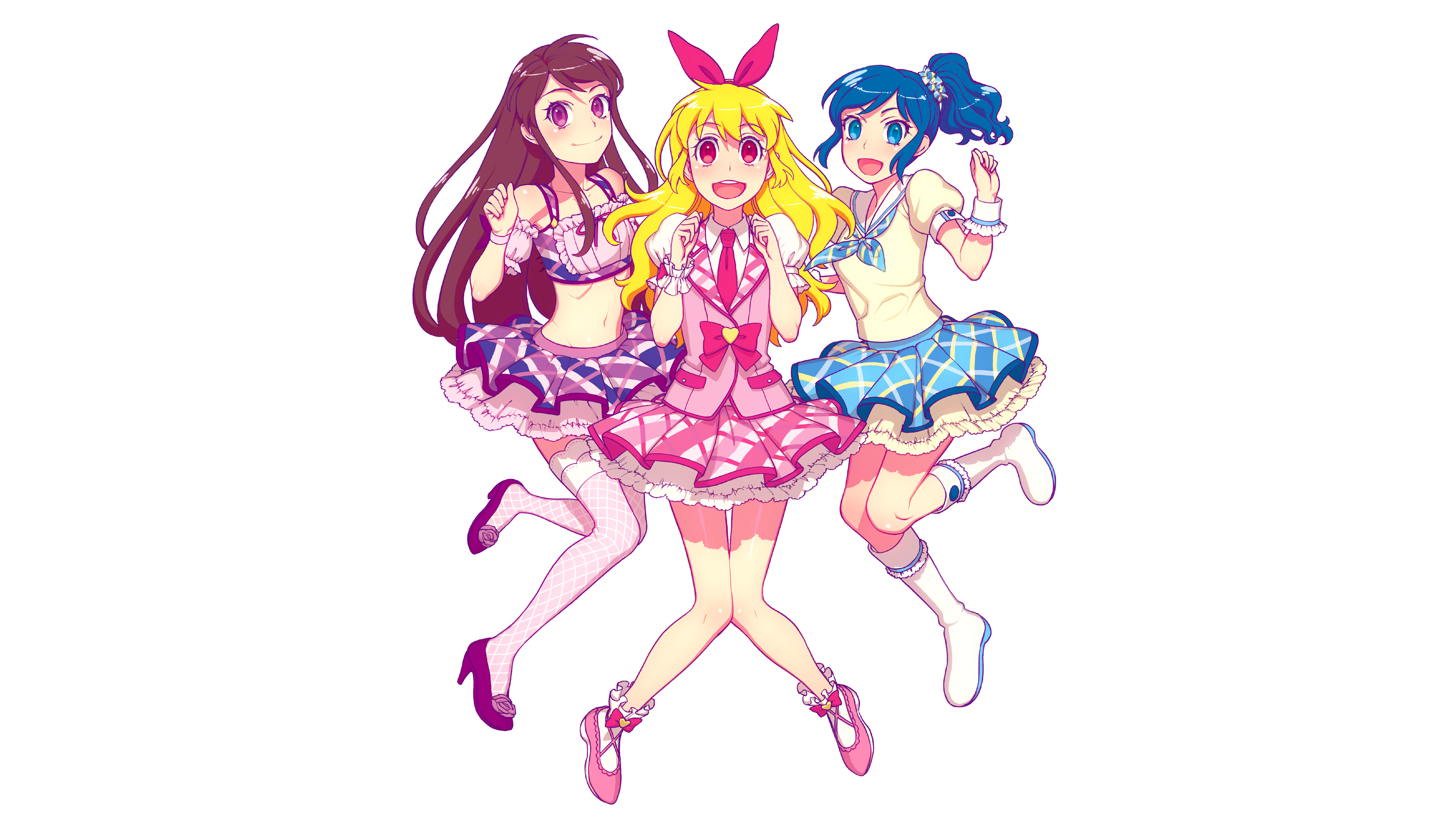 3 girls from Aikatsu! on white background HD Wallpaper