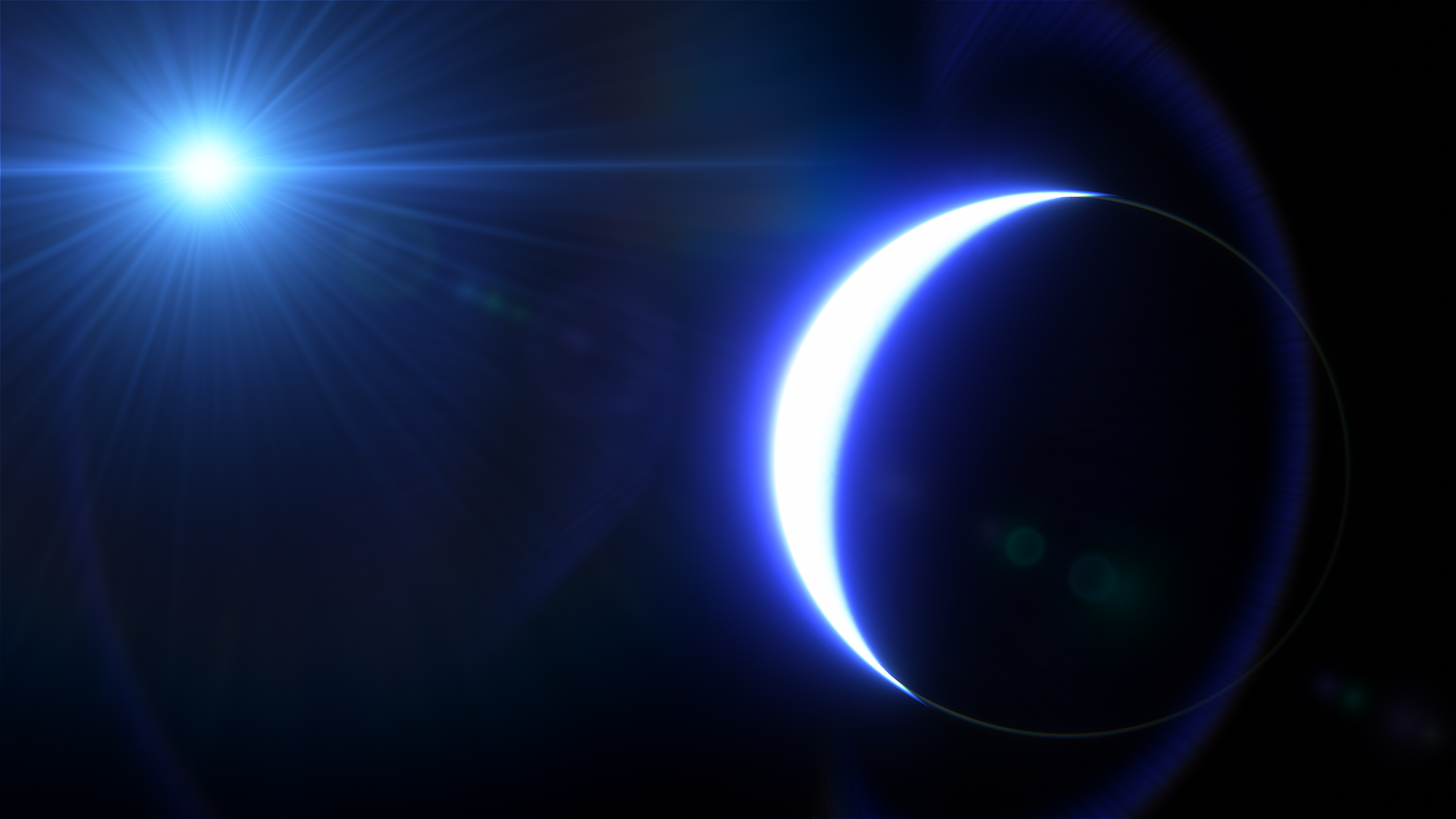 Crescent planet illuminated by a bright star in space HD Wallpaper