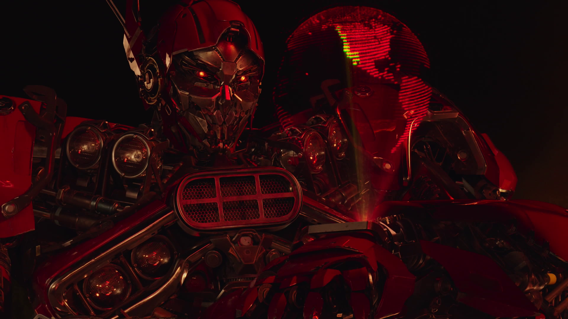 Bumblebee Robot with Red Holographic Globe HD Wallpaper