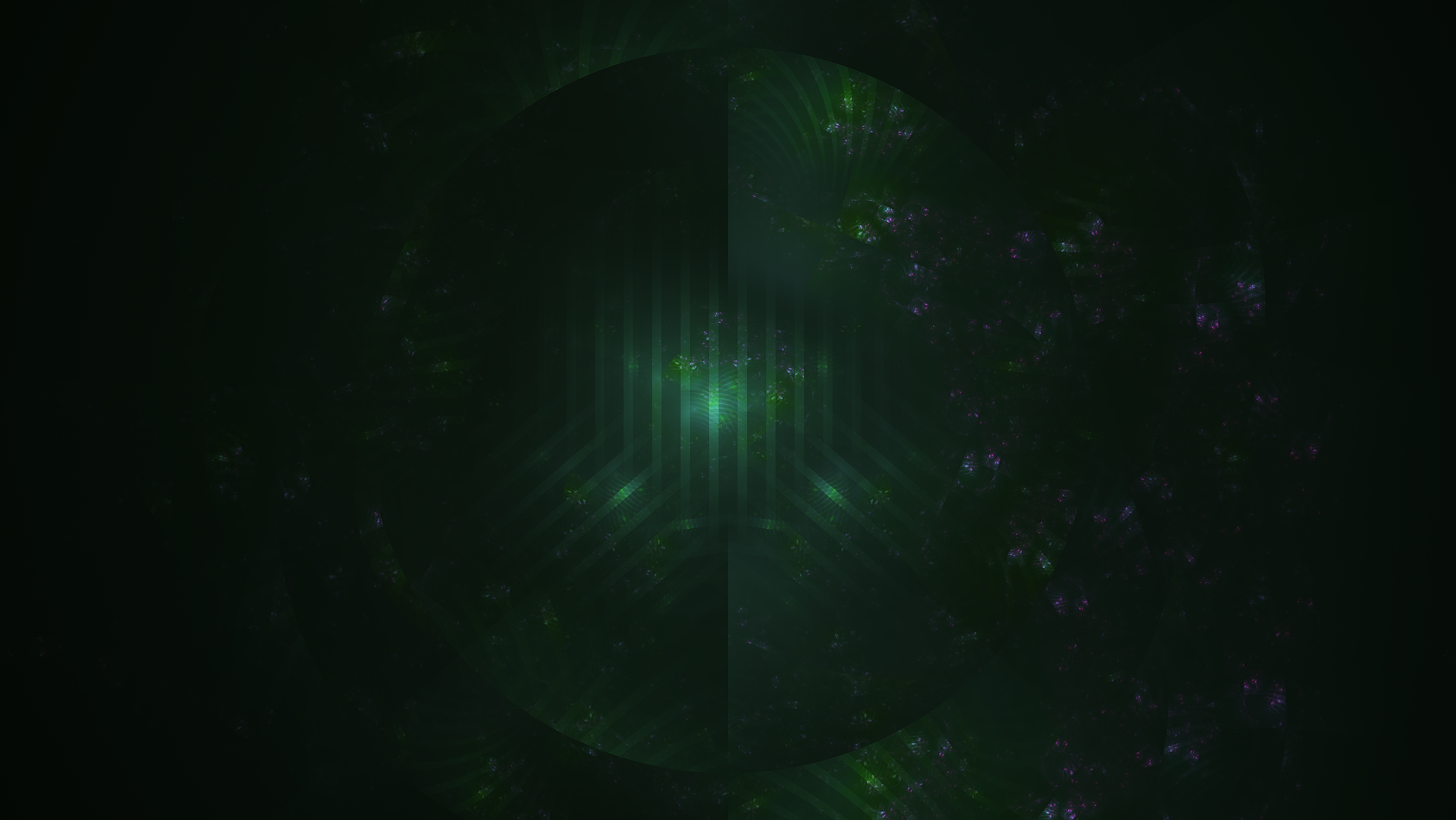 Abstract fractal art with green and purple elements HD Wallpaper