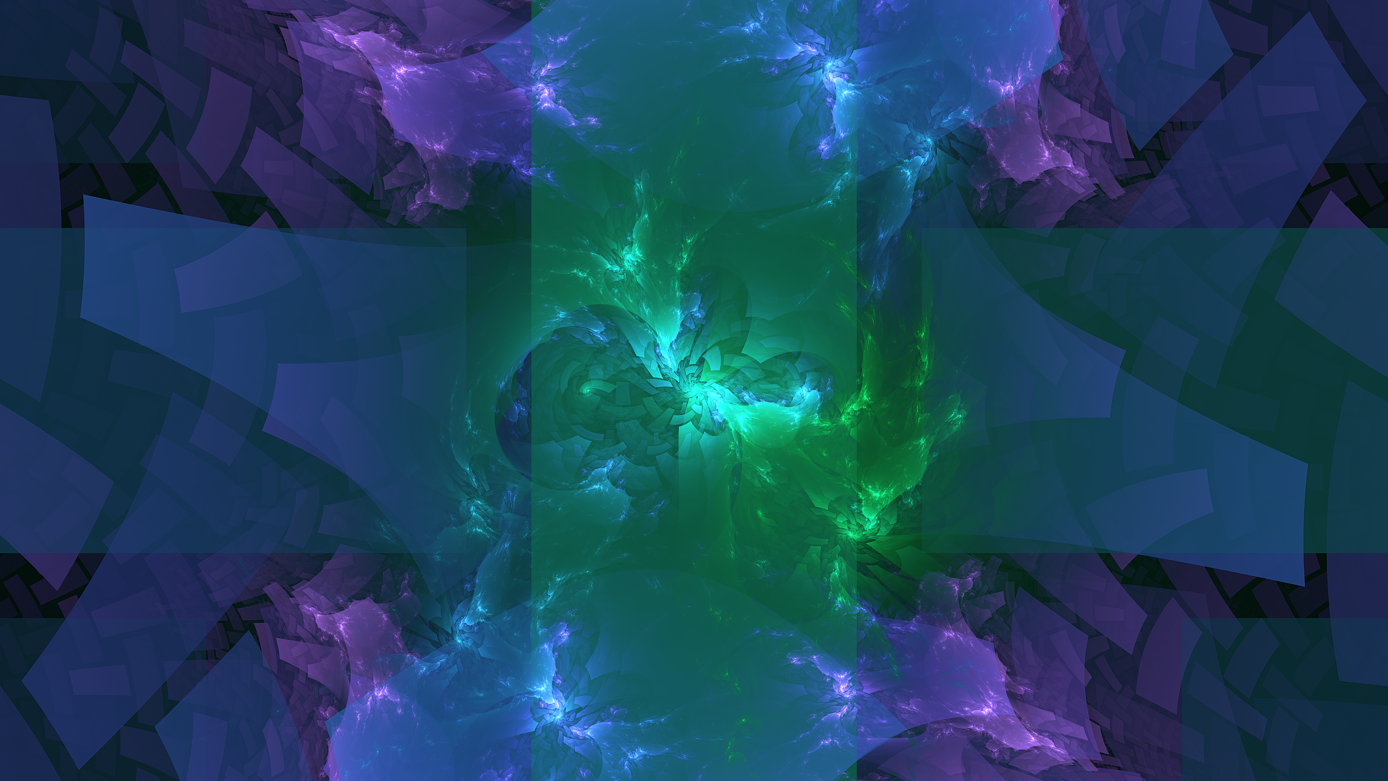 Abstract fractal art with purple and green colors HD Wallpaper