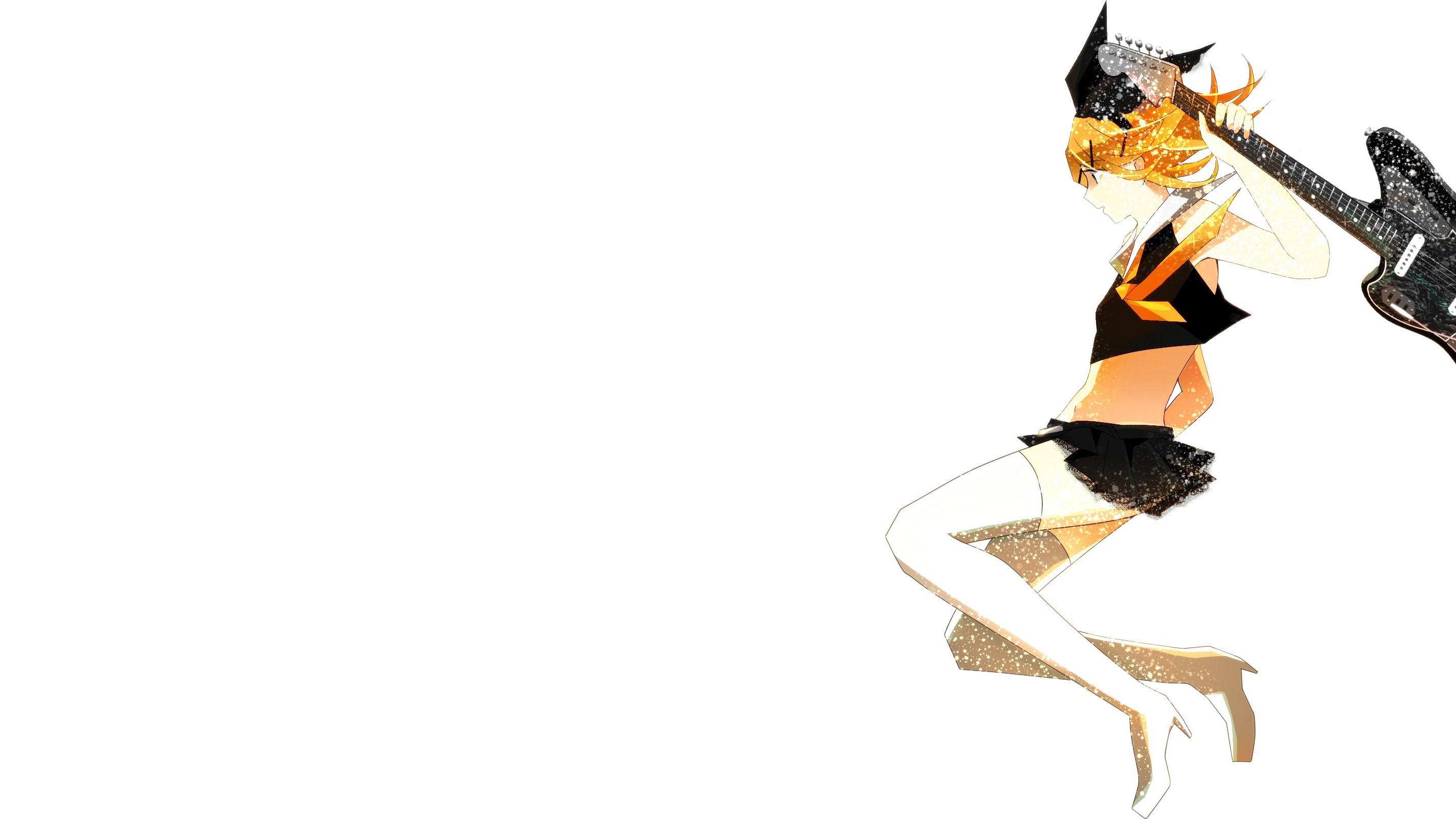Kagamine Rin from Vocaloid holding a guitar HD Wallpaper