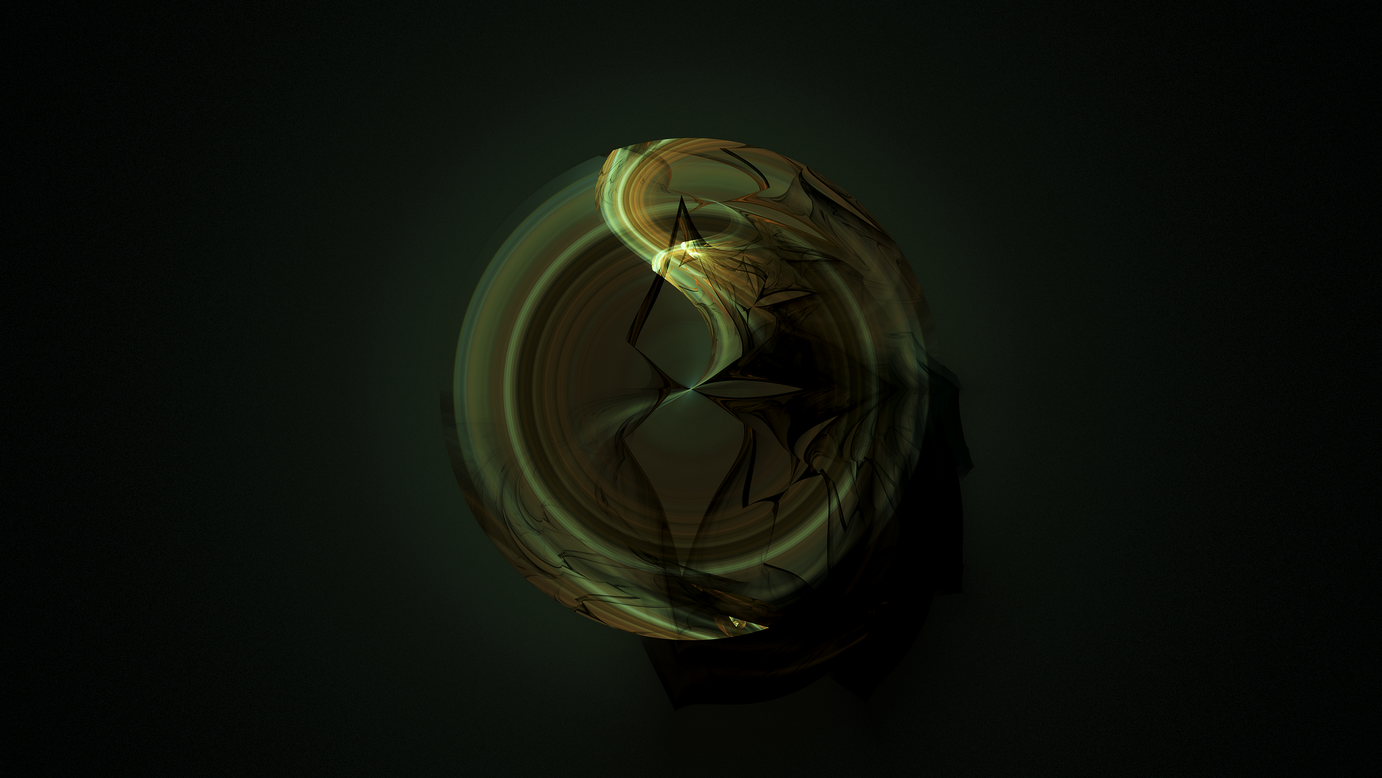 Abstract fractal shapes with green and brown tones HD Wallpaper