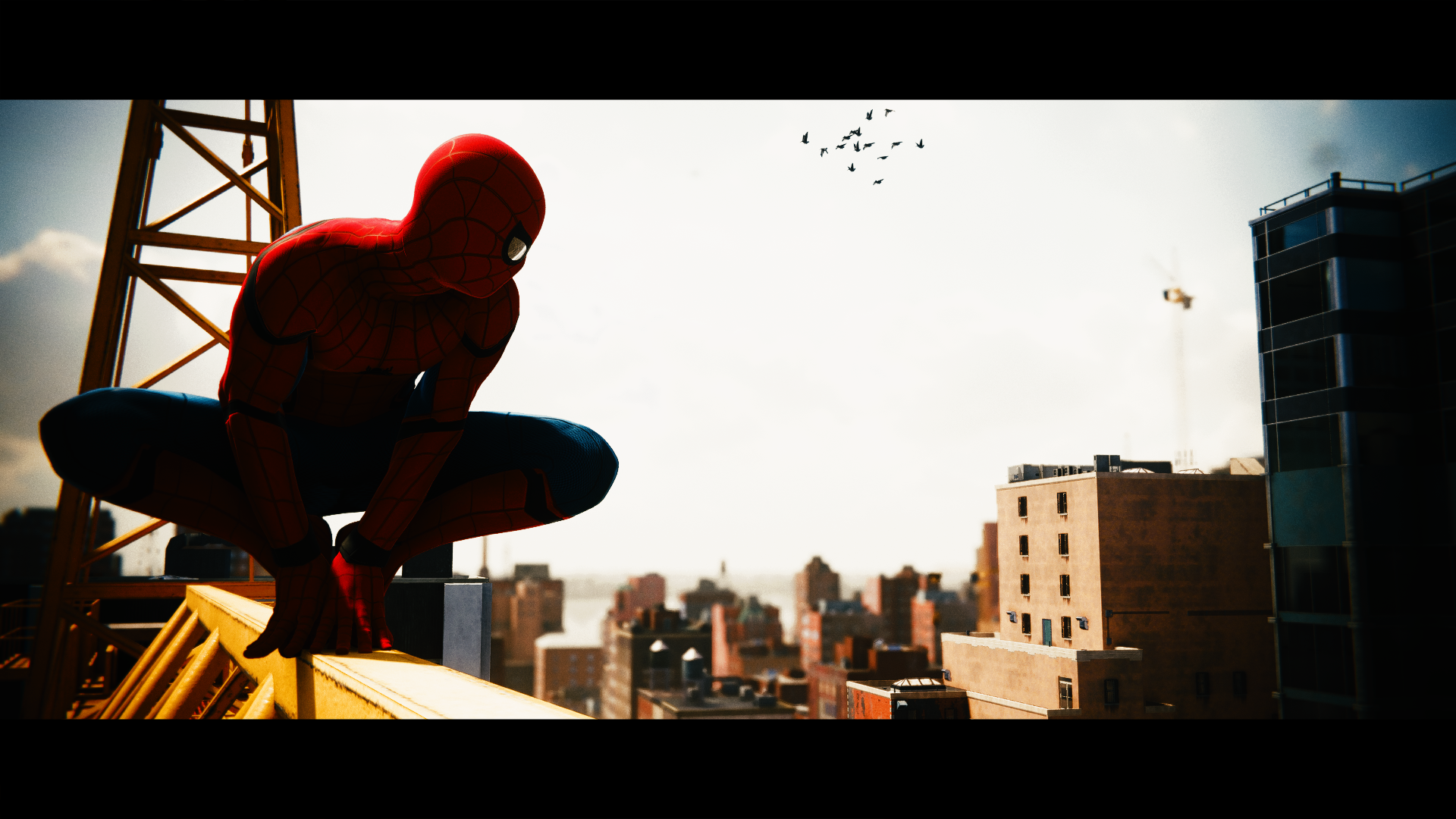 Spider-Man from Marvel Comics on a Crane HD Wallpaper