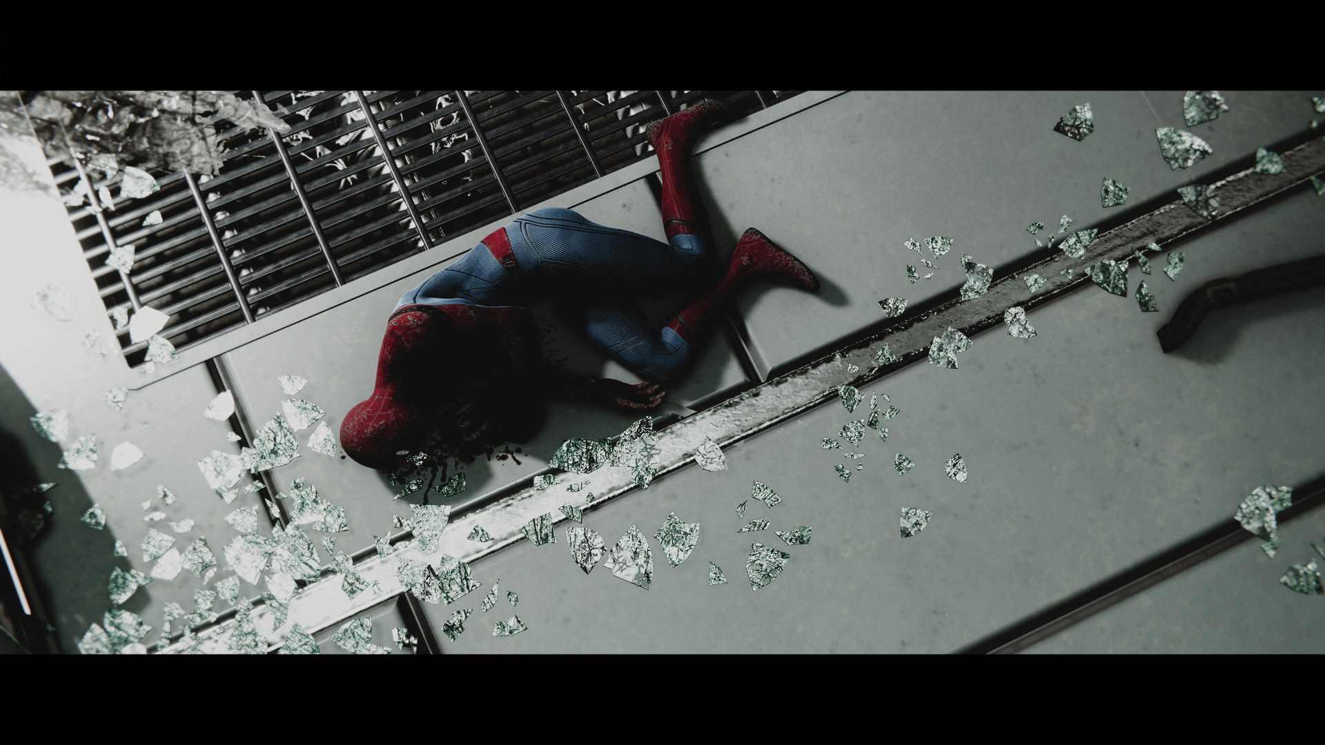 Spider-Man lying on a broken window HD Wallpaper