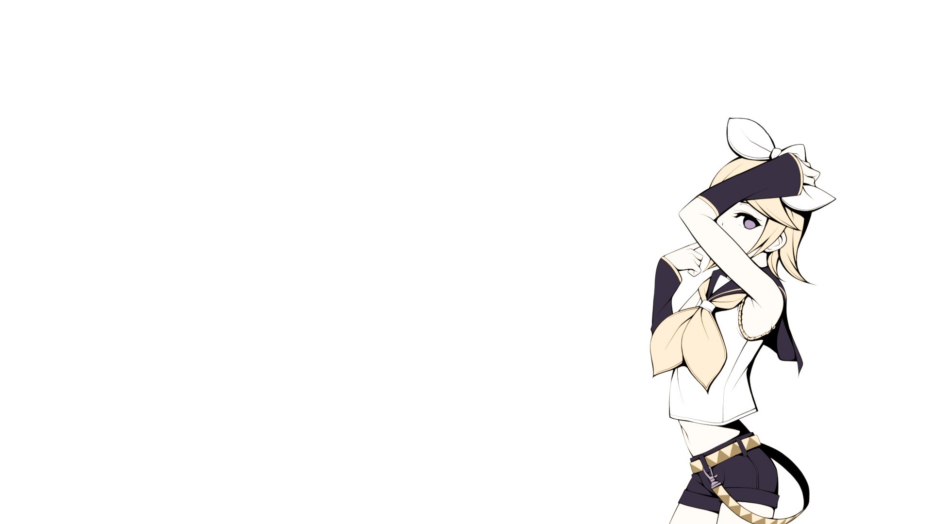 Kagamine Rin from Vocaloid with blonde hair and purple eyes HD Wallpaper