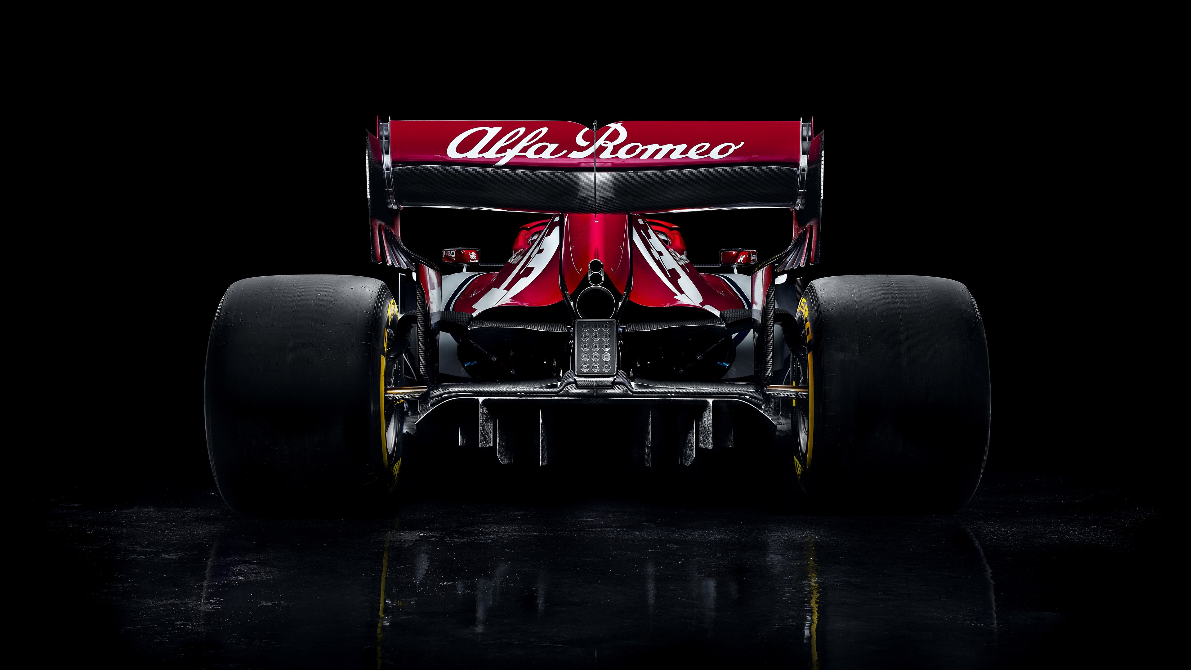 4K Alfa Romeo Formula 1 Race Car Rear View HD Wallpaper