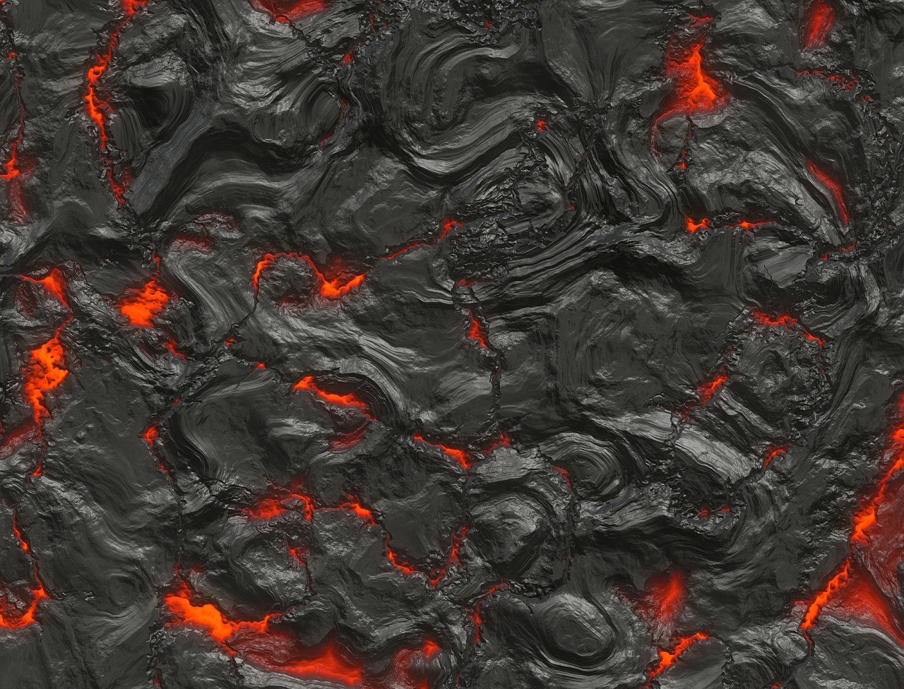 Molten lava flow with glowing cracks HD Wallpaper