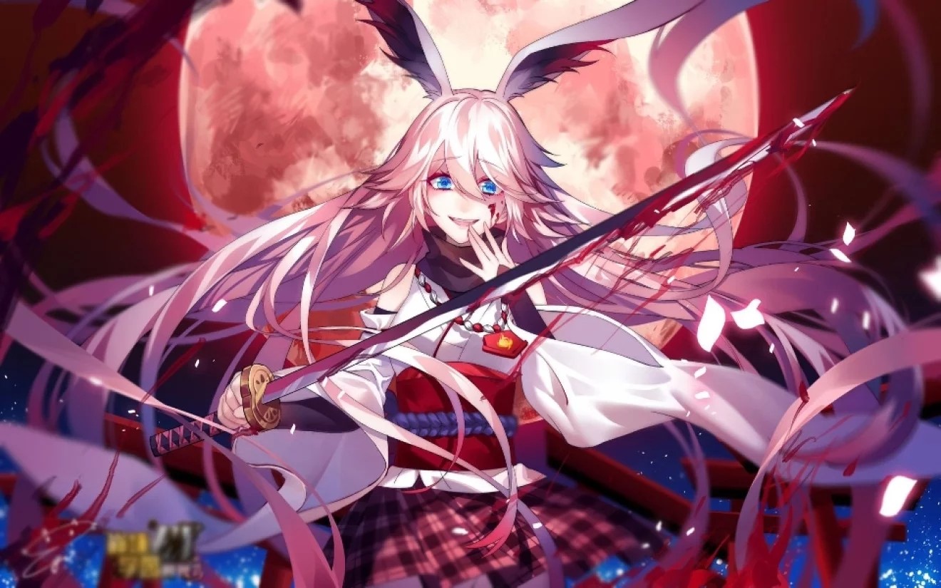 Anime girl with bunny ears and sword from Honkai Impact 3rd HD Wallpaper