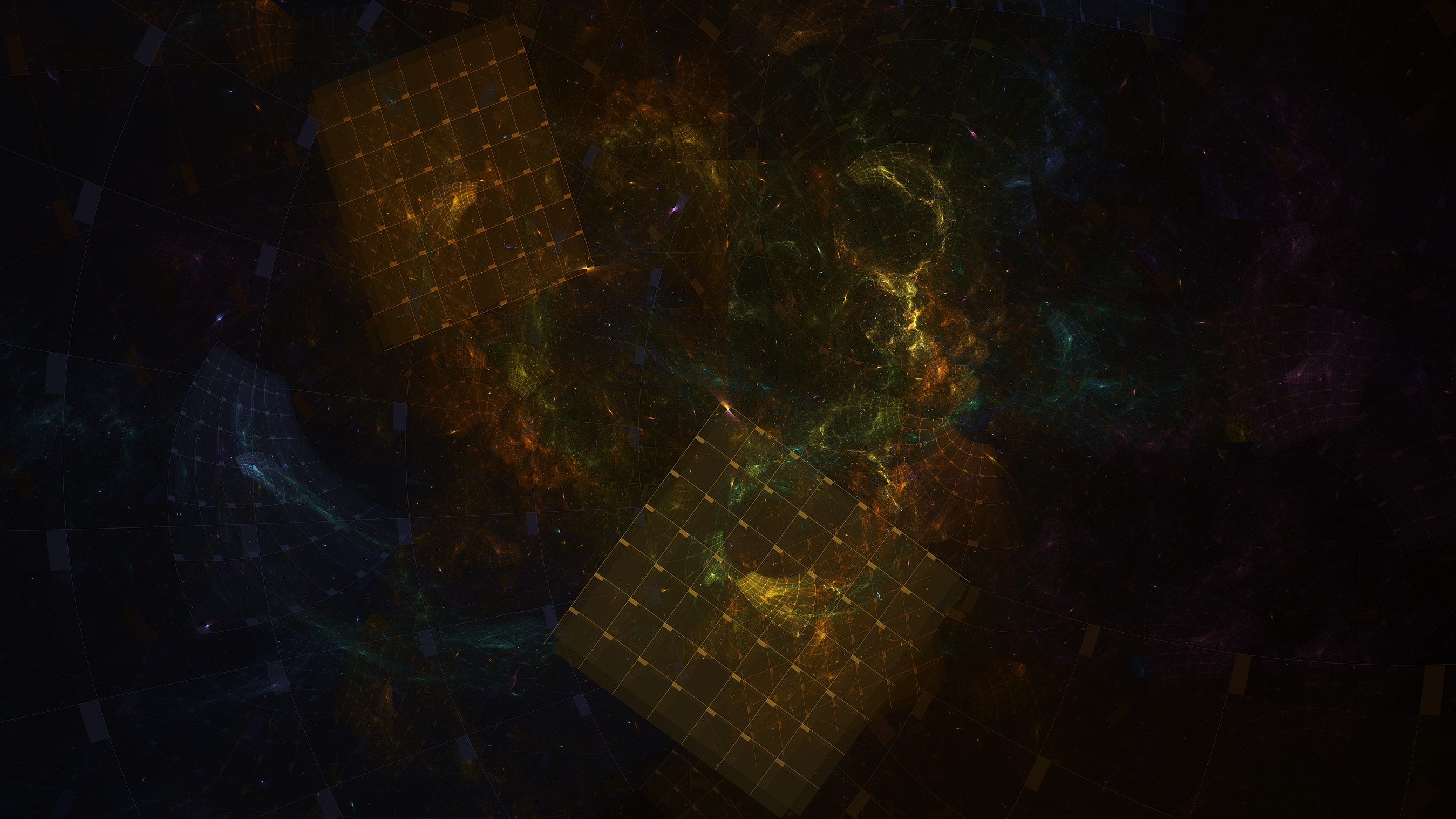 Abstract fractal digital art with geometric shapes HD Wallpaper