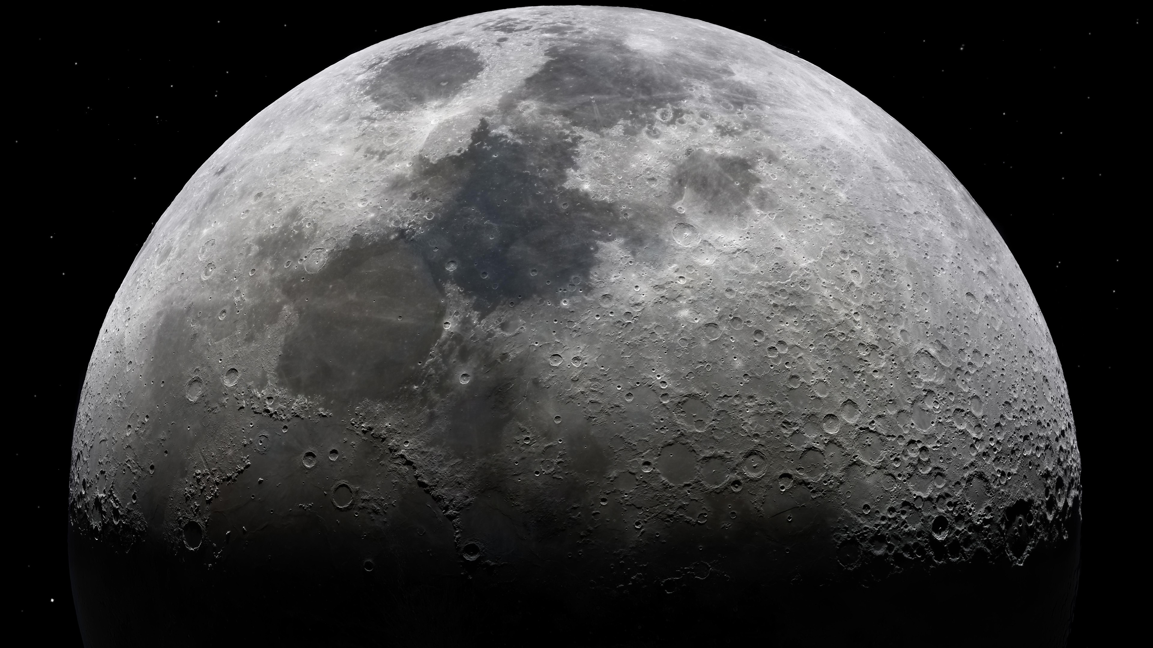 4K Moon photography with stars HD Wallpaper