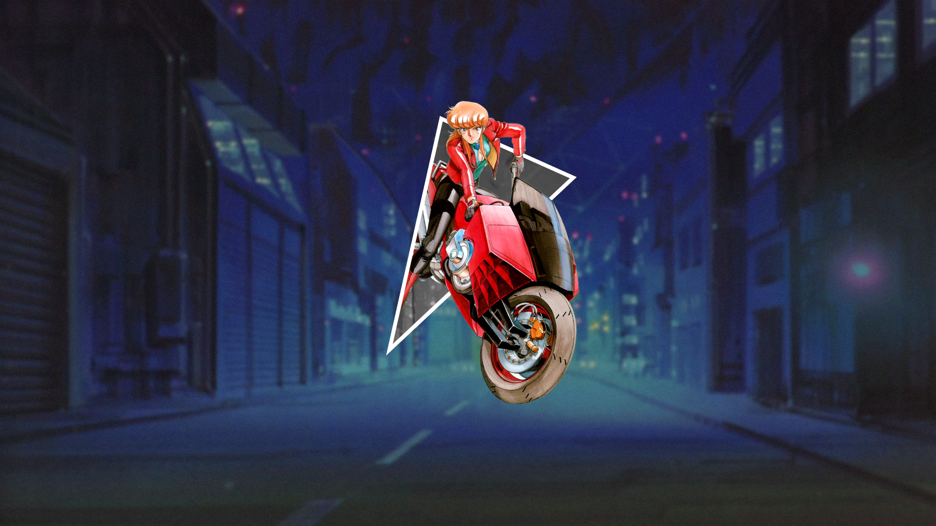 Anime girl on a red motorcycle HD Wallpaper