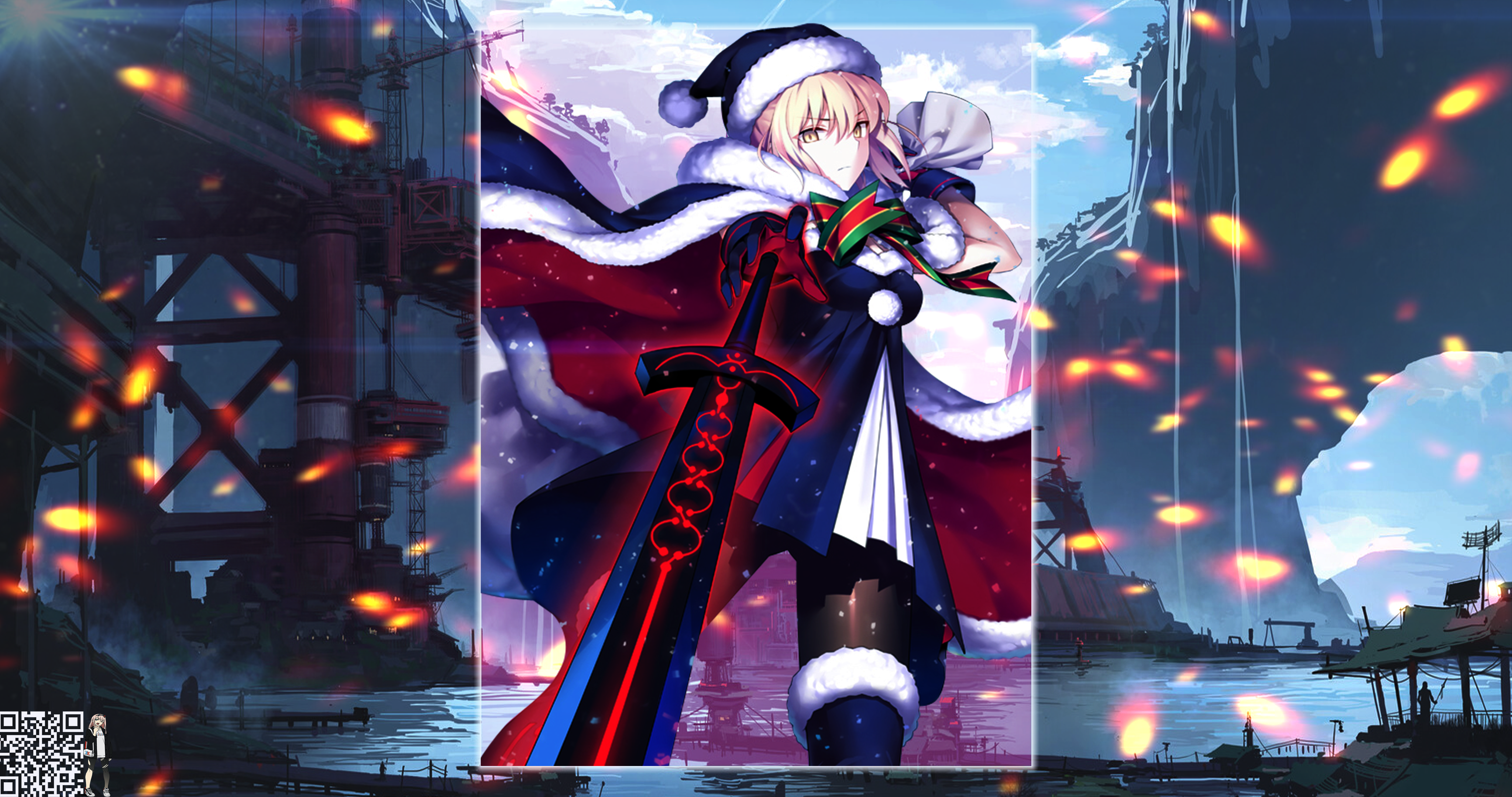 Saber Alter from Fate/Grand Order in Christmas attire HD Wallpaper