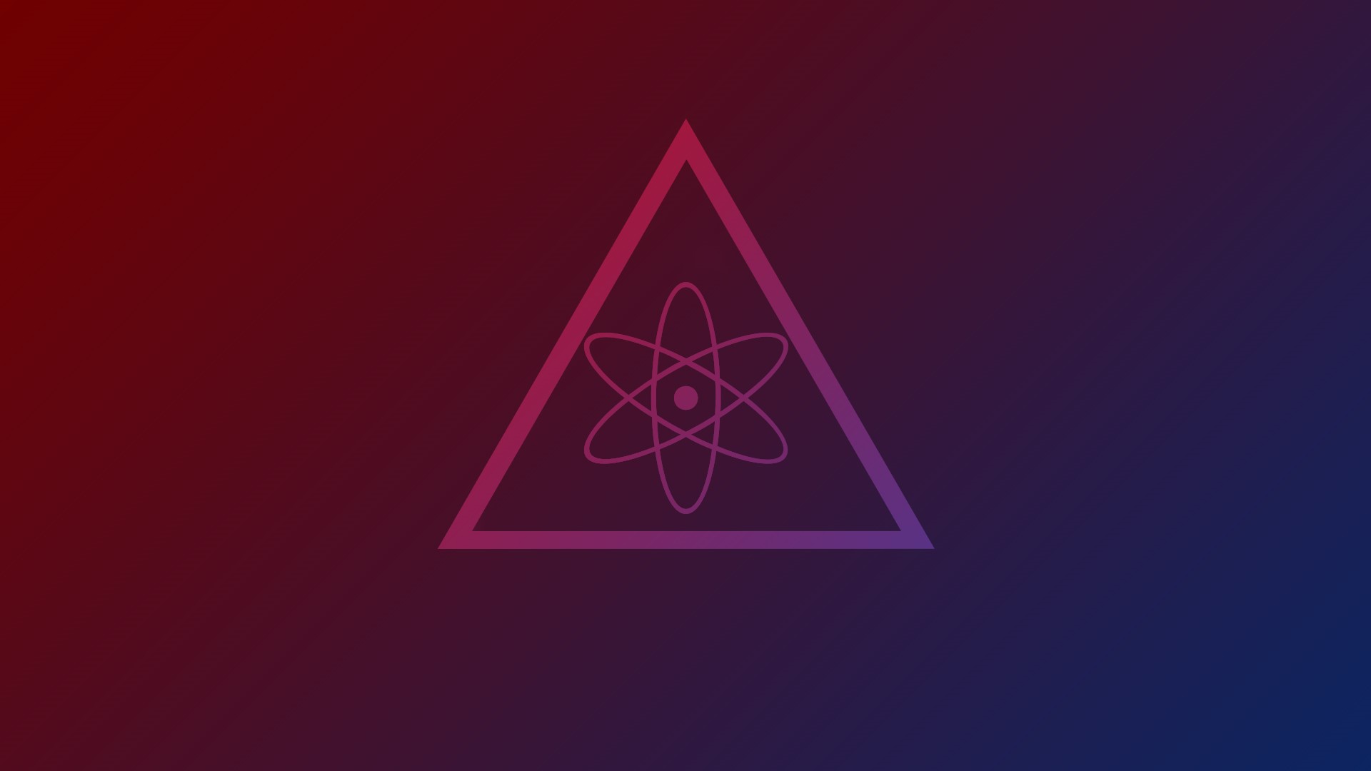 Abstract atom symbol inside a triangle HD Wallpaper