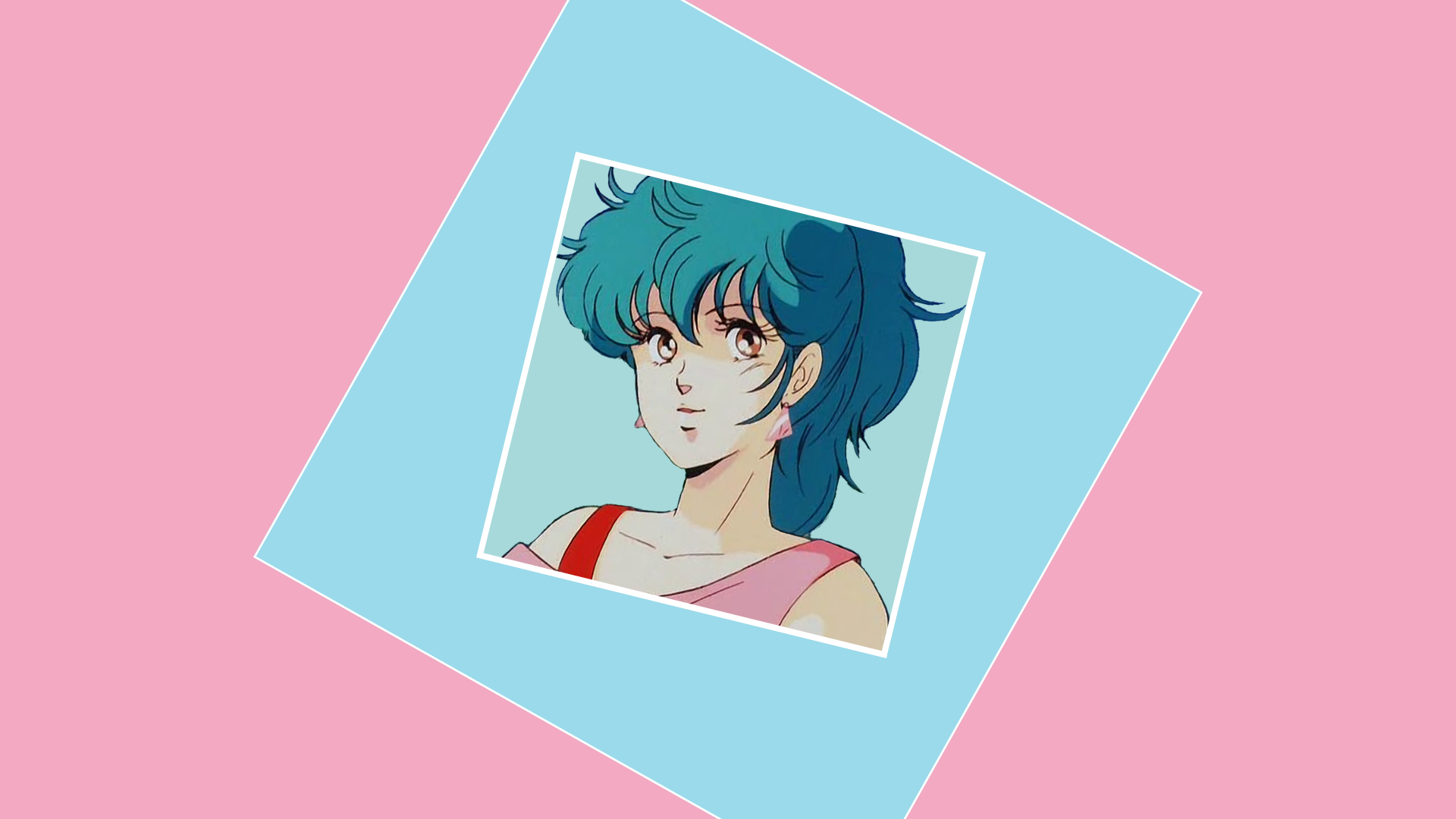 Anime girl with blue hair and pink earrings HD Wallpaper