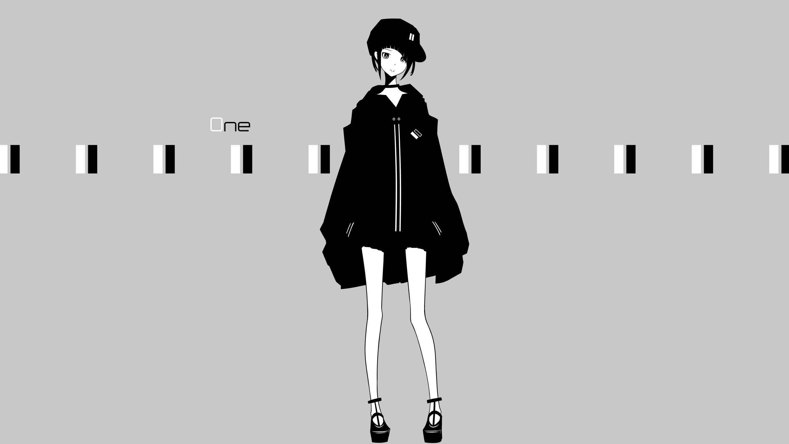 Anime girl in black jacket and hat HD Wallpaper
