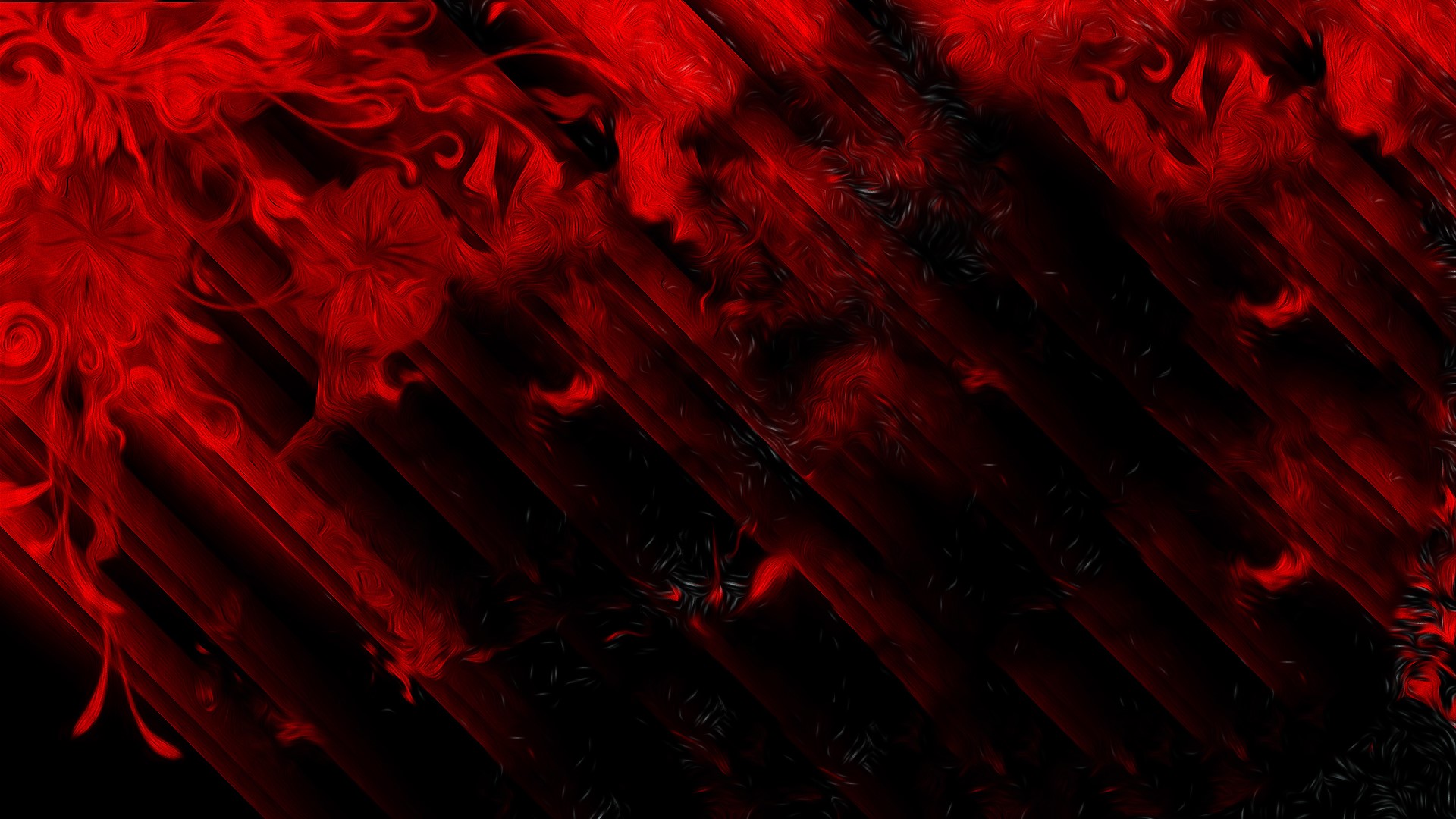 Abstract red floral pattern with black background HD Wallpaper