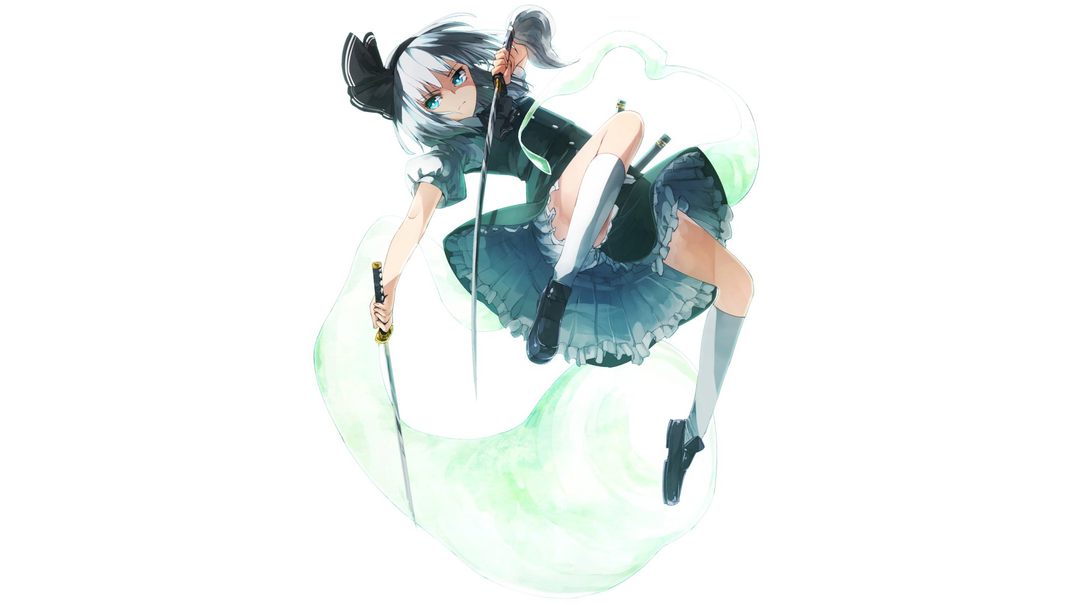 Konpaku Youmu from Touhou with swords HD Wallpaper