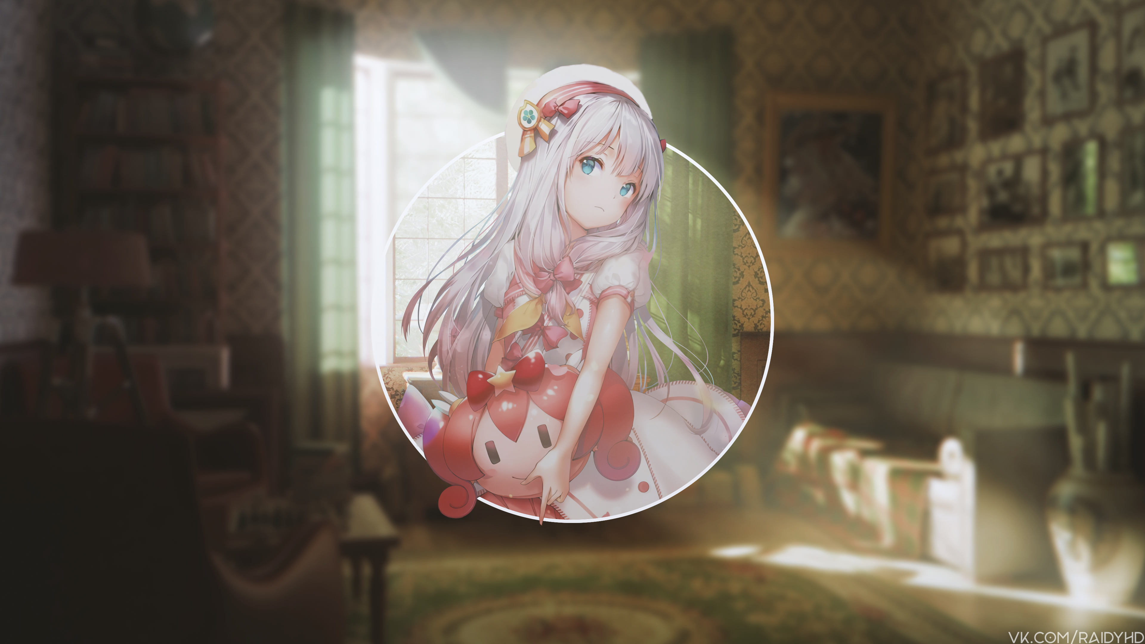 4K Izumi Sagiri anime girl with plush toy HD Wallpaper