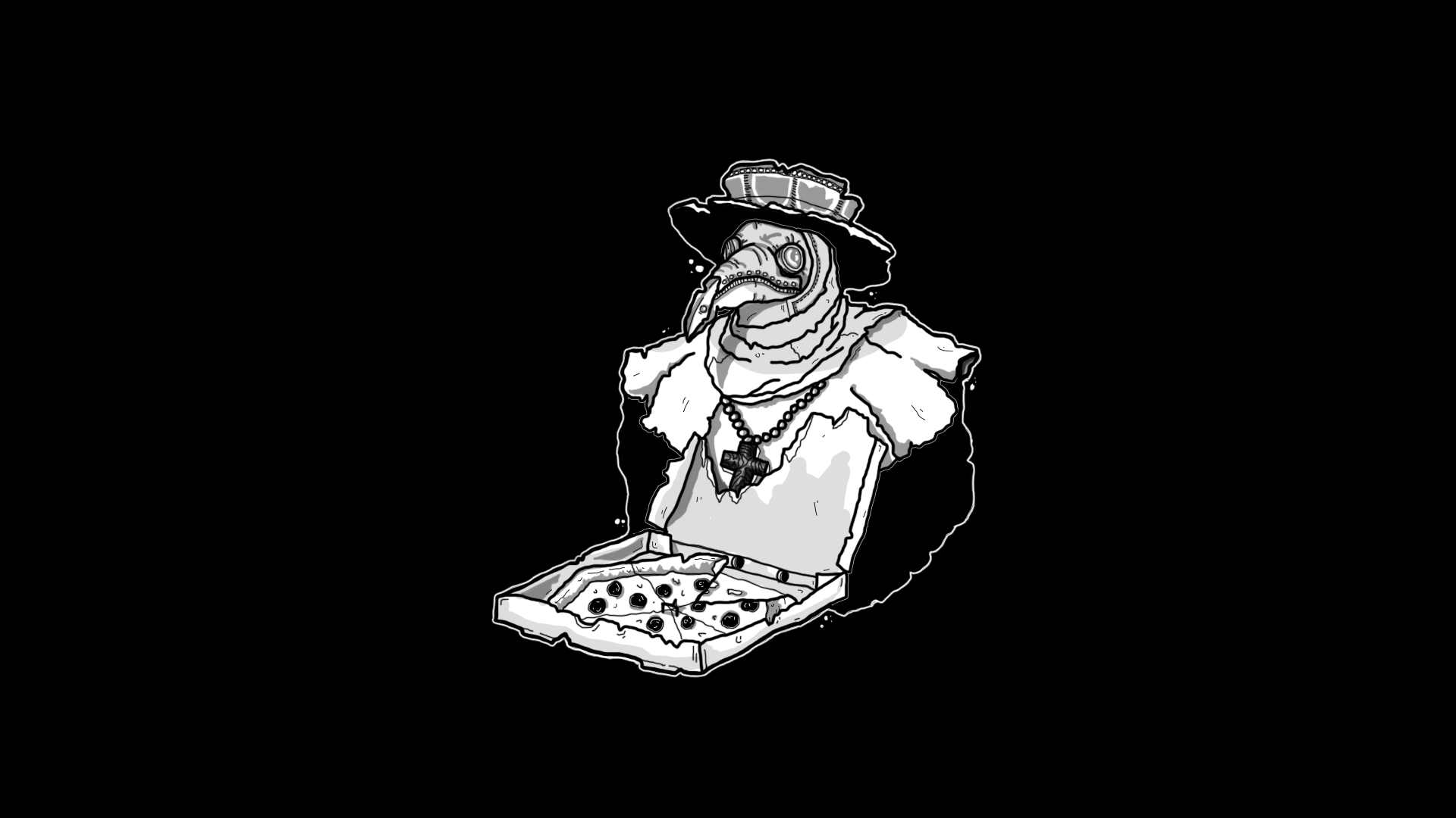 Plague Doctor with Pizza HD Wallpaper