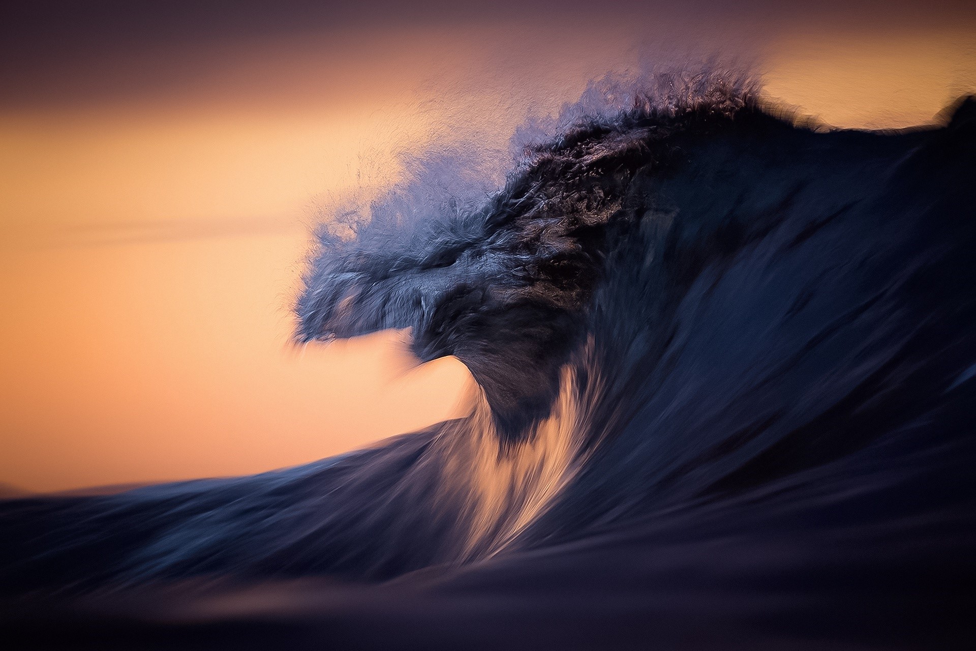 Dark wave crashing at sunset HD Wallpaper