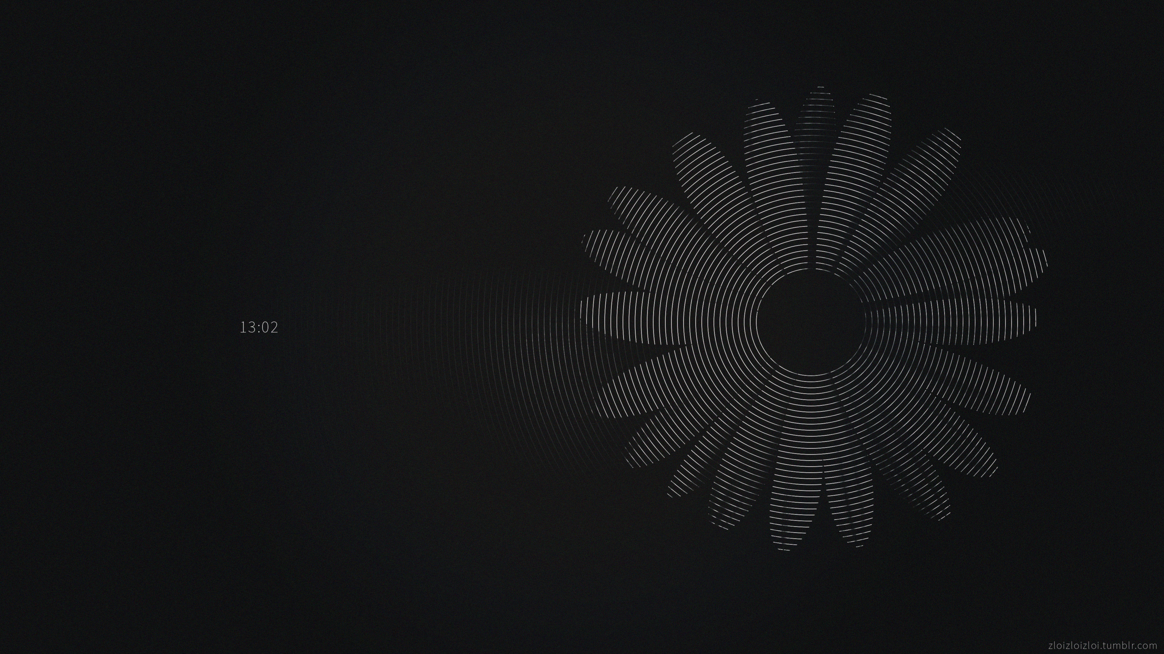 Abstract flower with concentric circles and time display HD Wallpaper