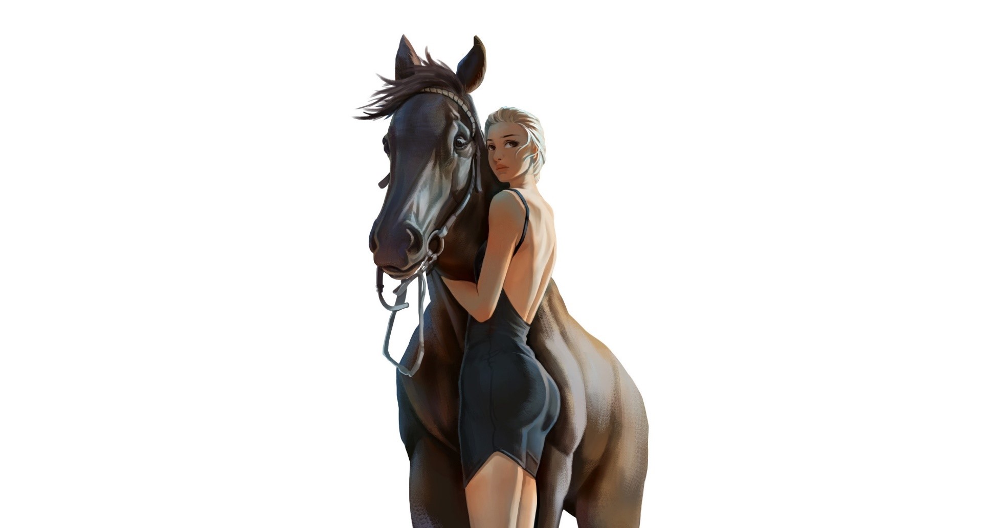 Woman hugging a horse HD Wallpaper