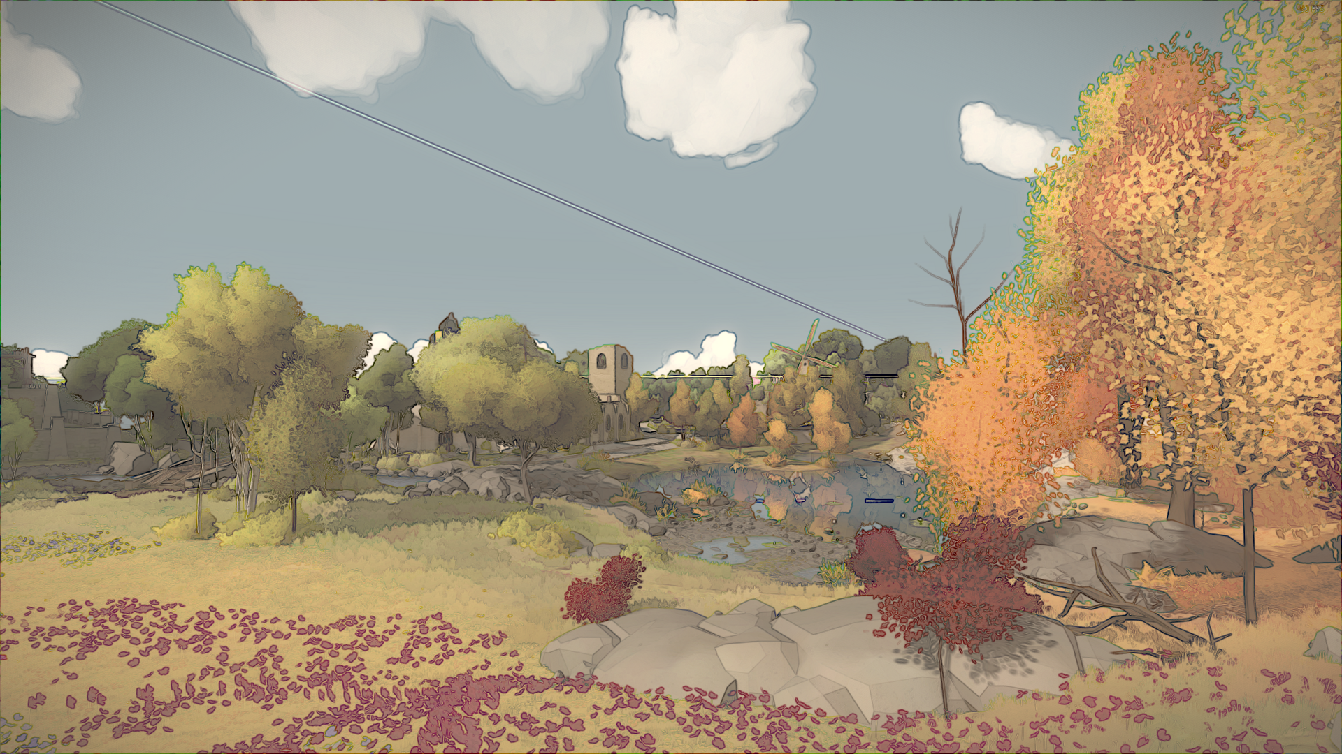 The Witness video game art with autumn foliage HD Wallpaper
