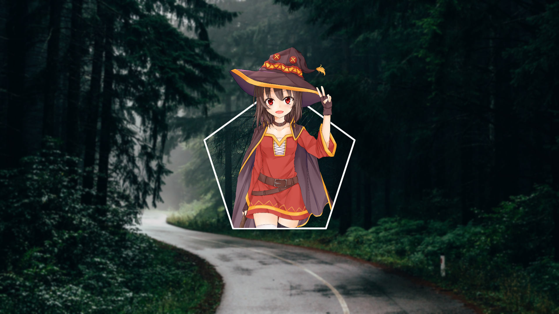 Megumin from KonoSuba in a forest HD Wallpaper