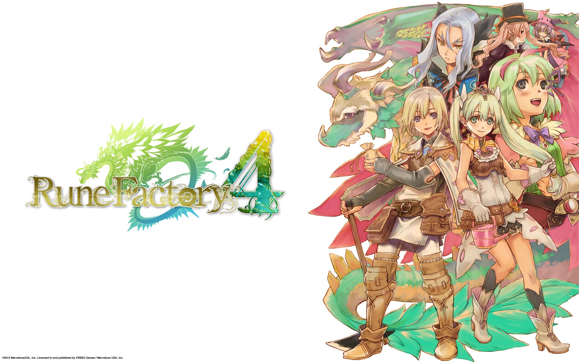 Rune Factory 4 characters and logo HD Wallpaper