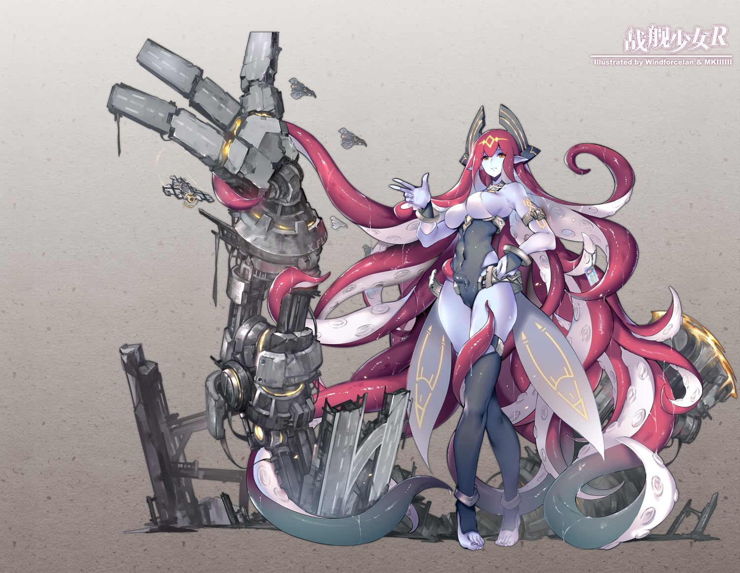 Warship Girls R character with mechanical arm HD Wallpaper