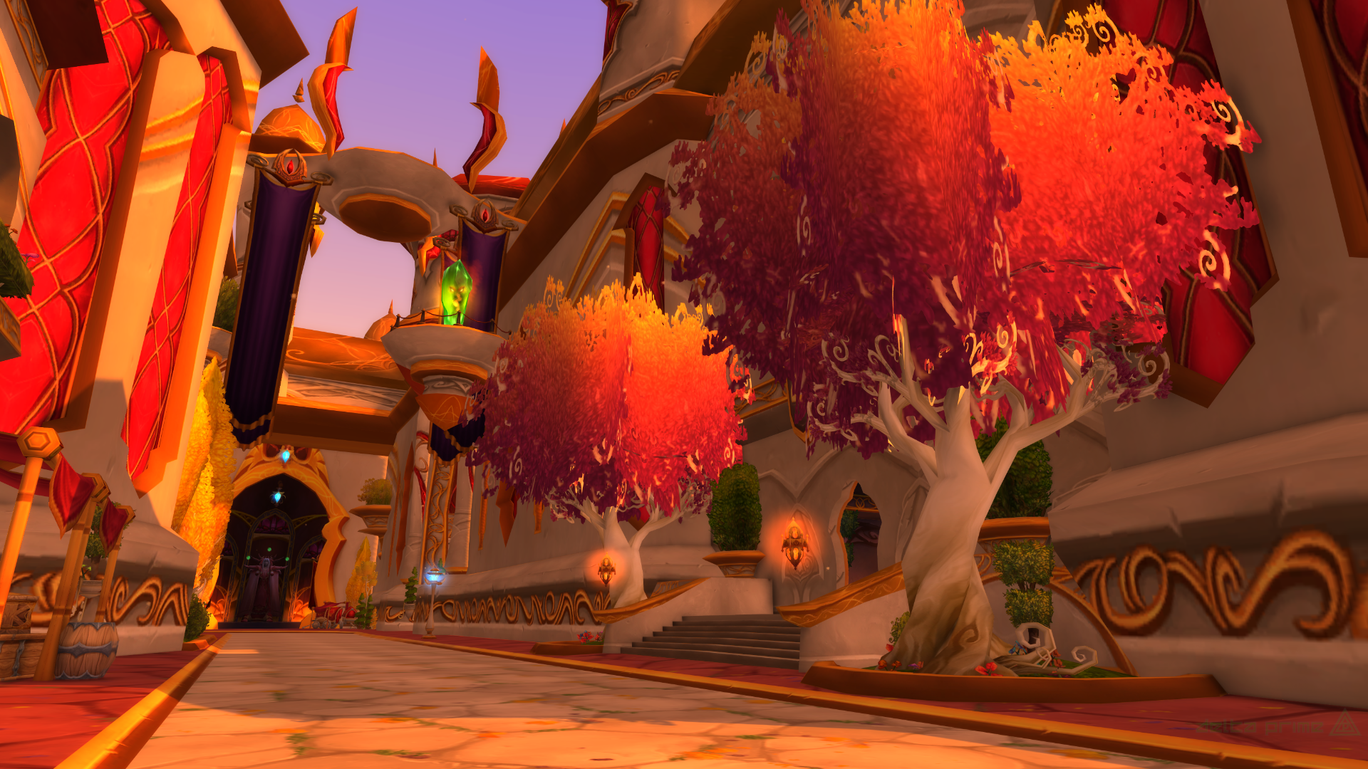 Silvermoon City with autumn trees HD Wallpaper