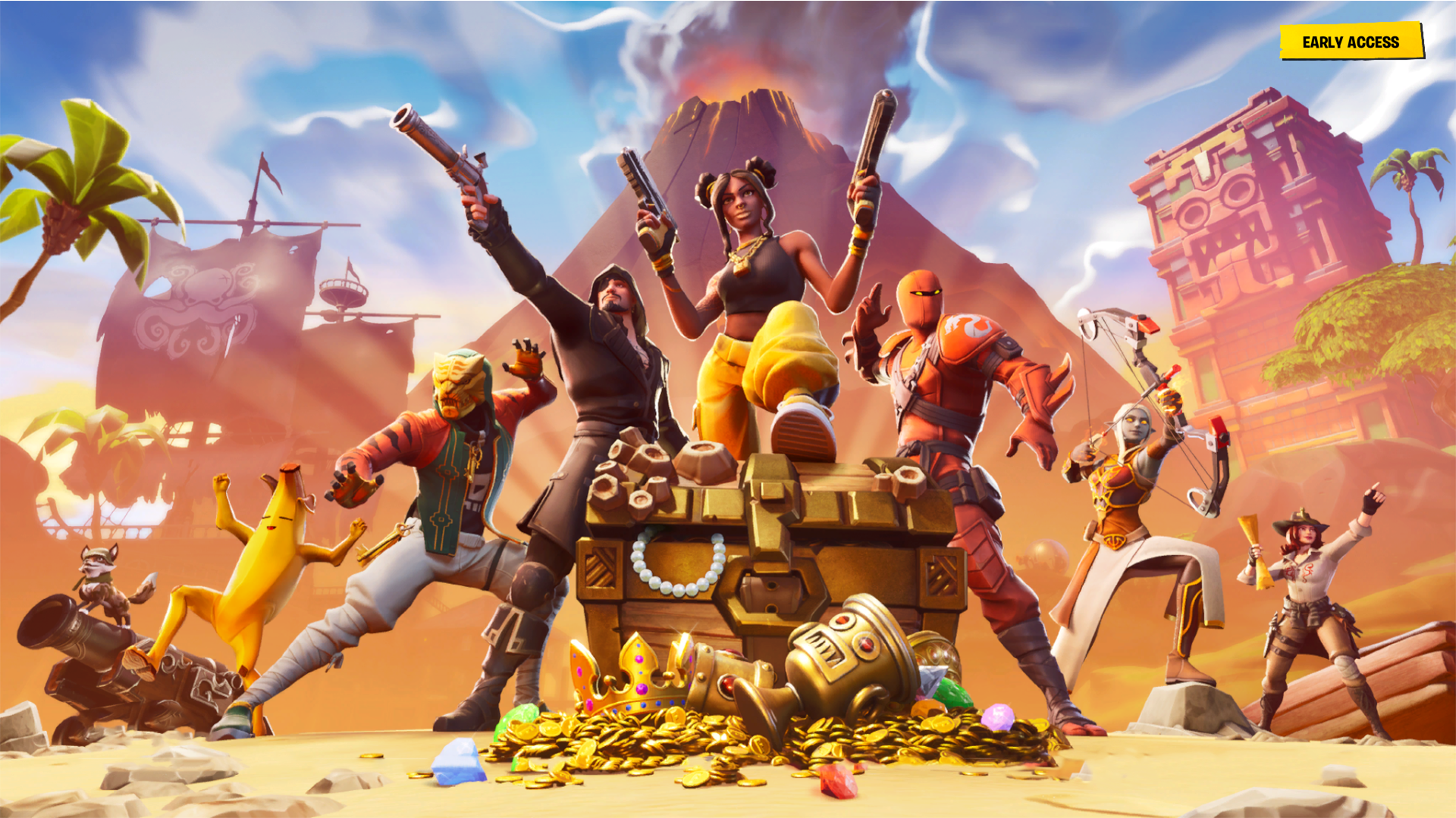 Fortnite Loading Screen with Characters and Treasure HD Wallpaper