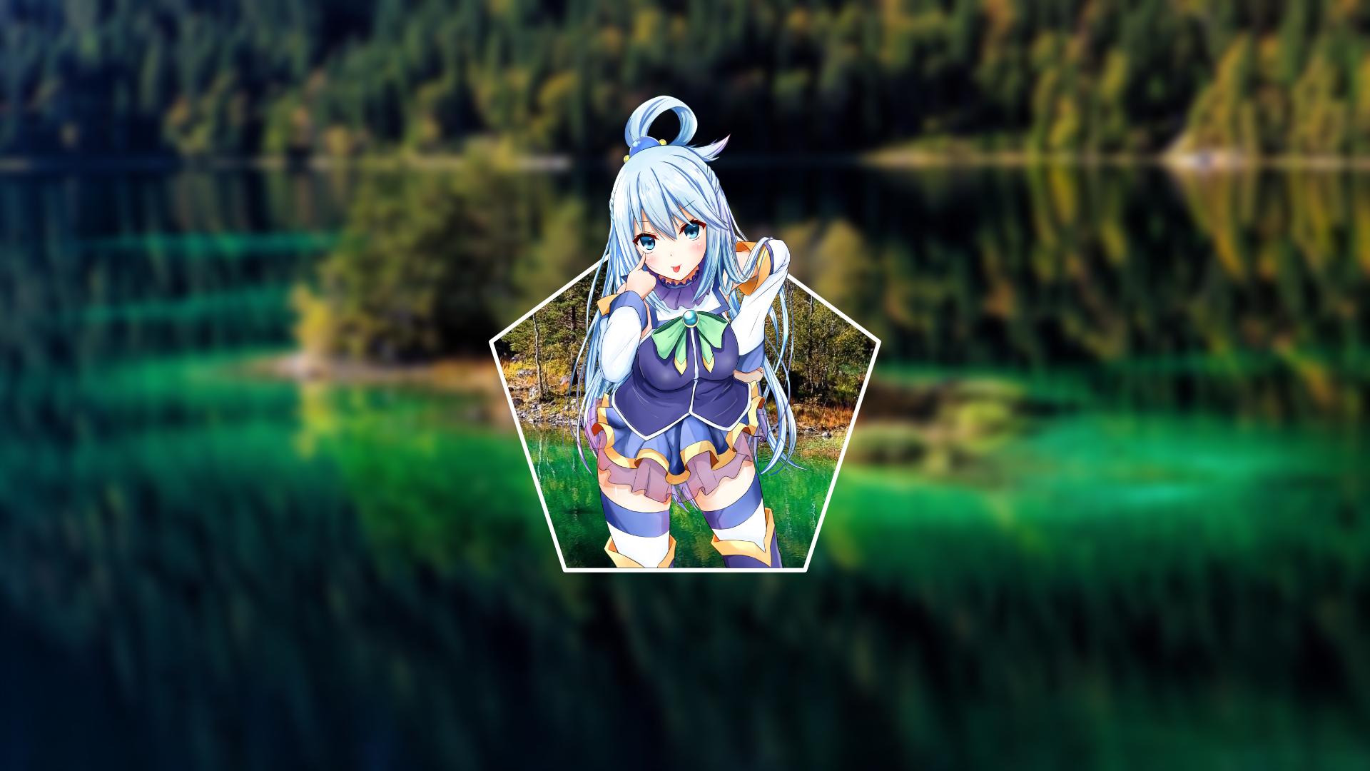 Aqua from KonoSuba in a forest landscape HD Wallpaper