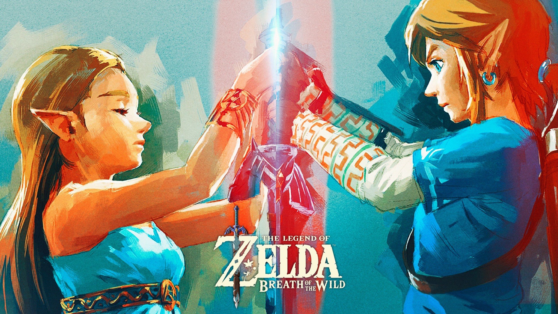 Link and Zelda from The Legend of Zelda: Breath of the Wild HD Wallpaper